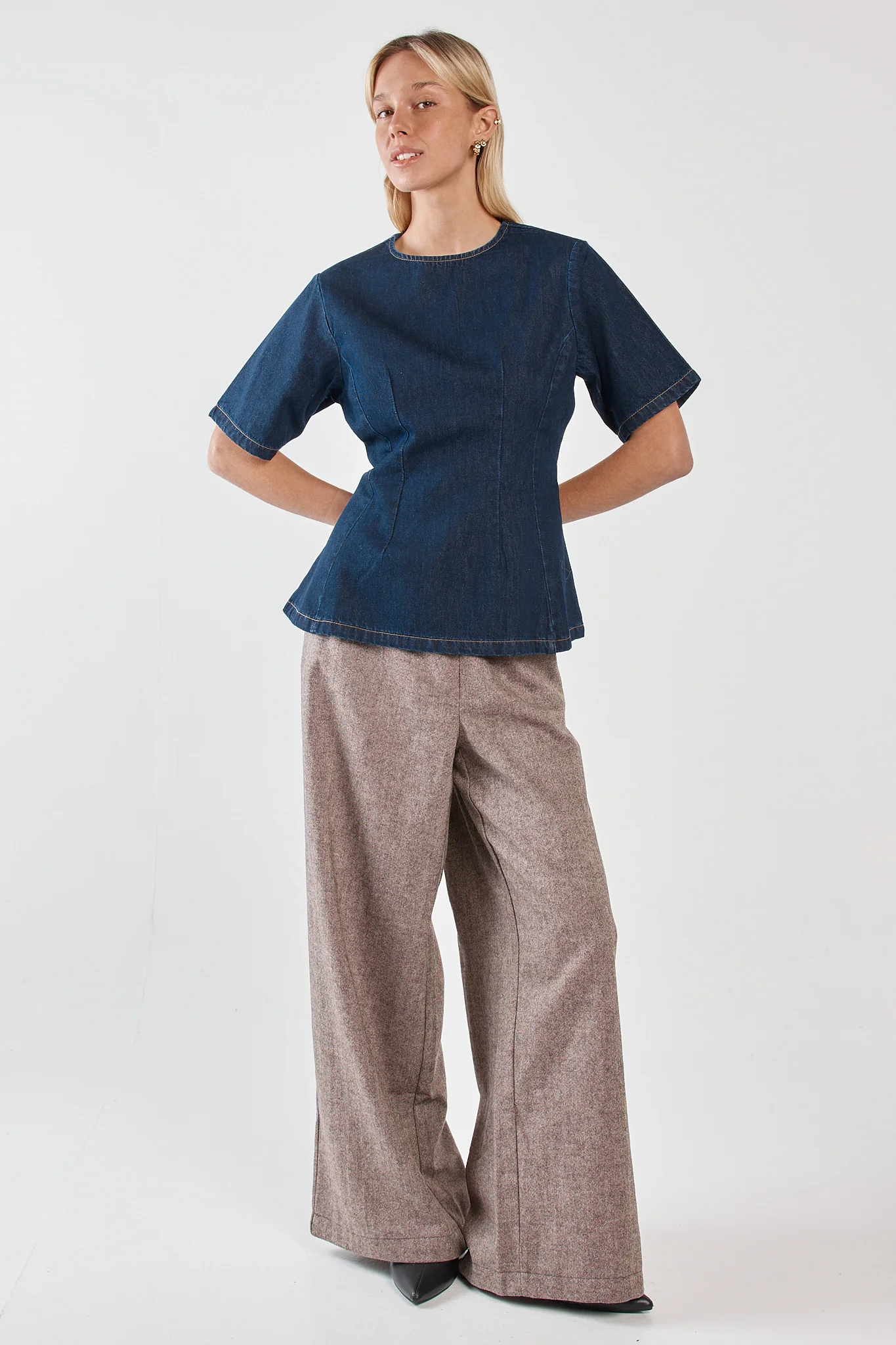 Abi Fitted Denim Tee - Image 2
