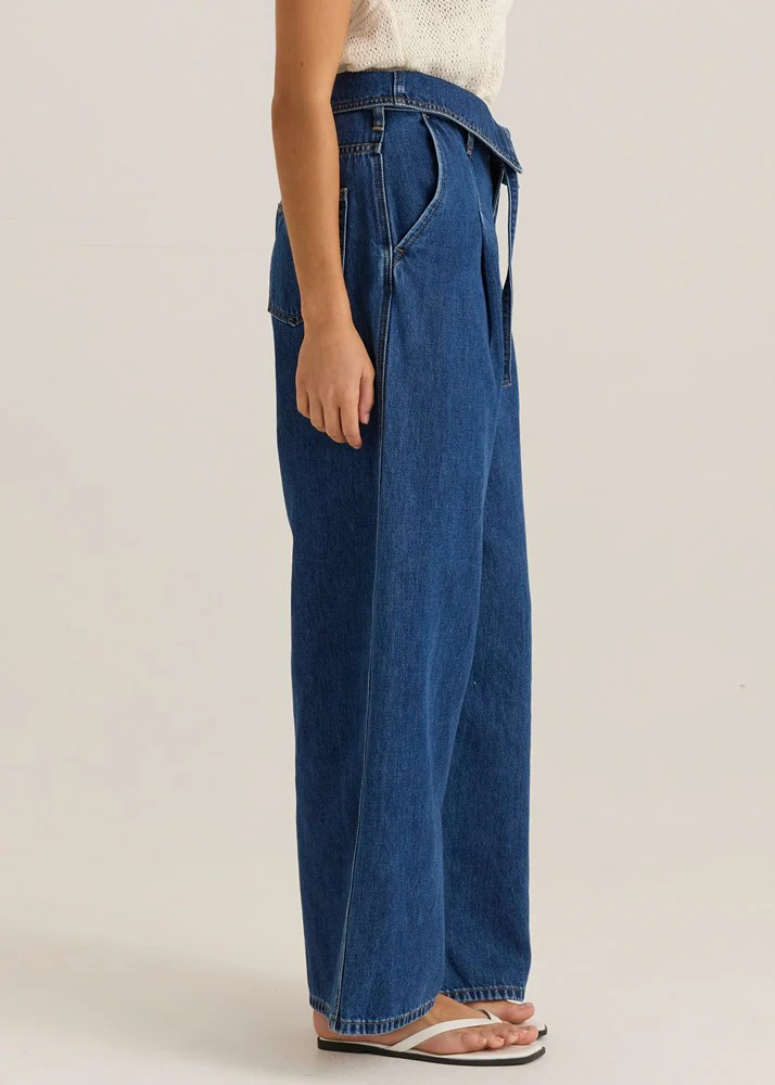 Alissa Foldover Jean - Royal Blue Wash - Image 3