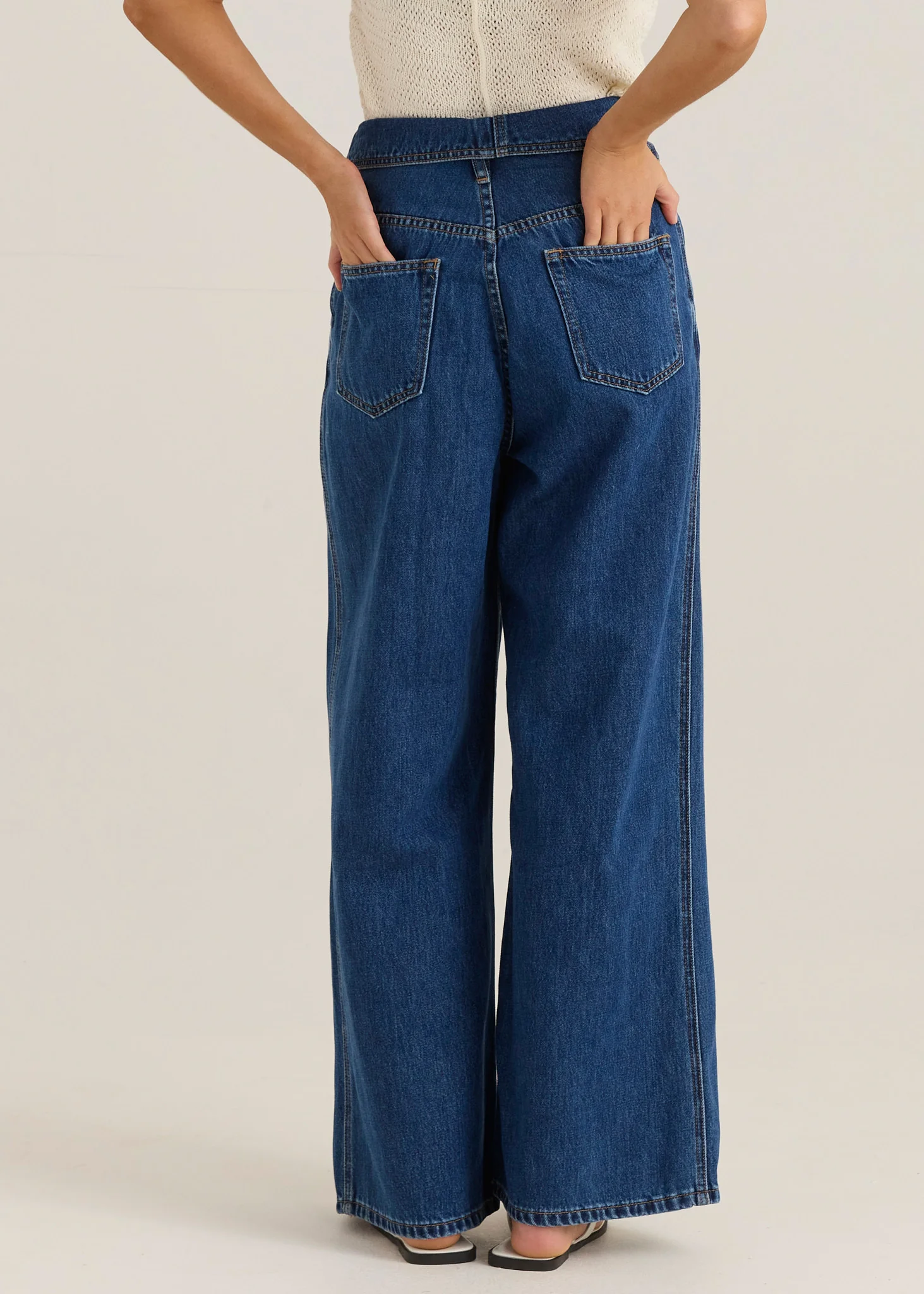 Alissa Foldover Jean - Royal Blue Wash - Image 4