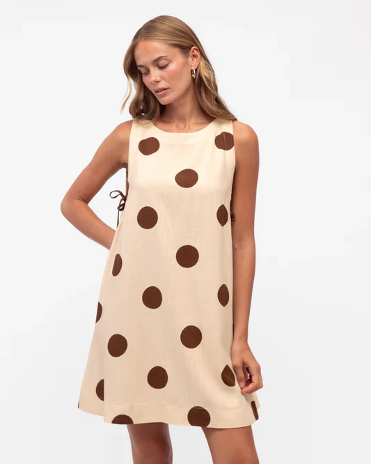 ANYA MINI DRESS - Mocha Dots - Image 3