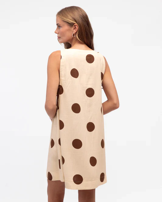 ANYA MINI DRESS - Mocha Dots - Image 4