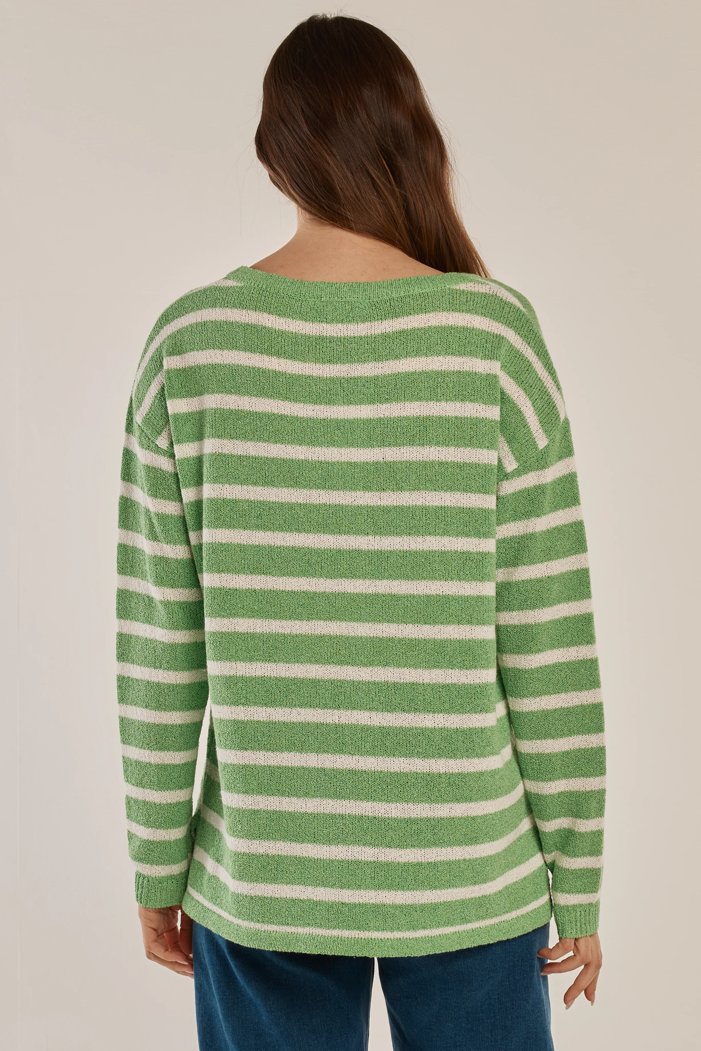 Bradford Knit Top - Green/Cream Stripe - Image 3