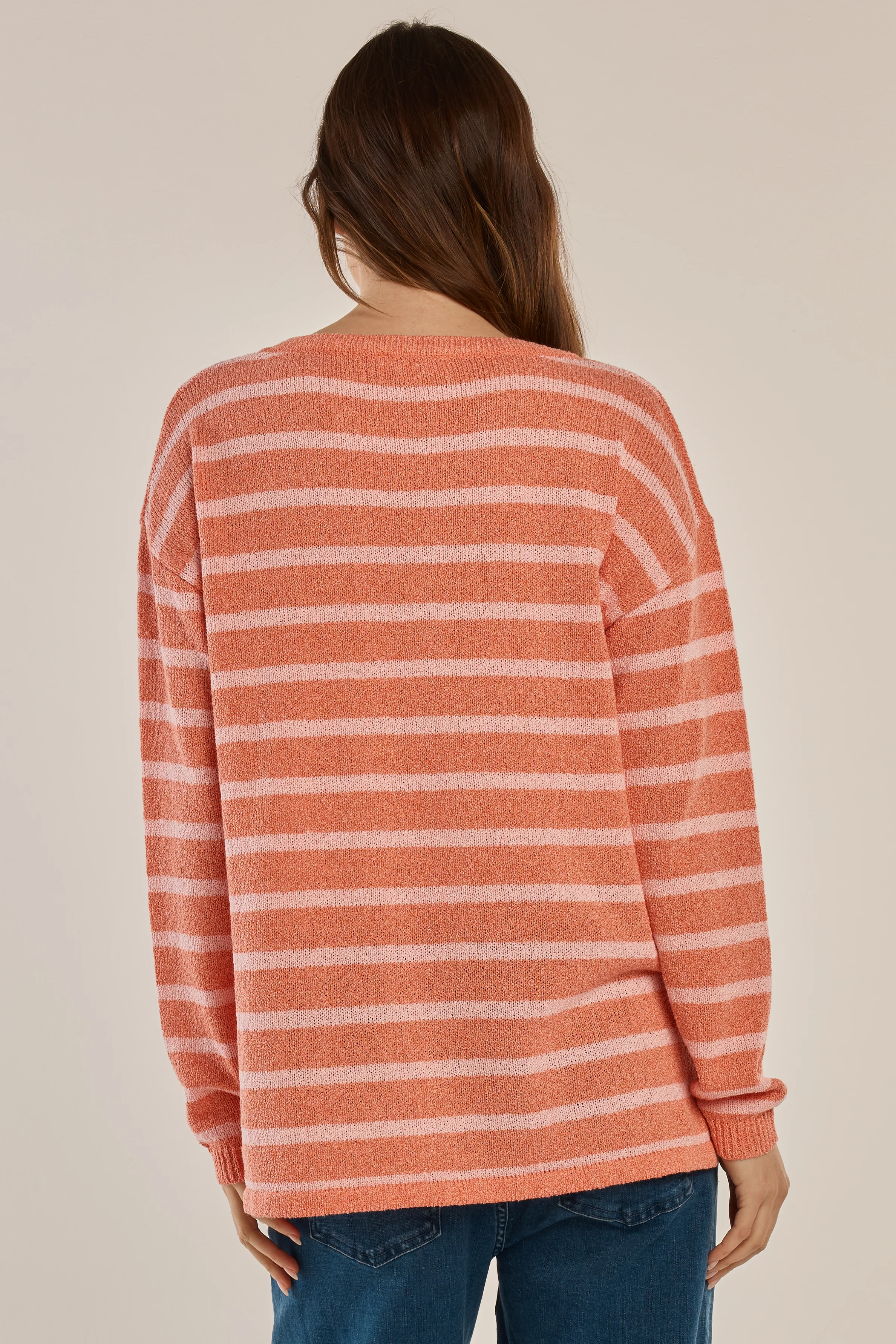Bradford Knit Top - Coral/Pink Stripe - Image 3