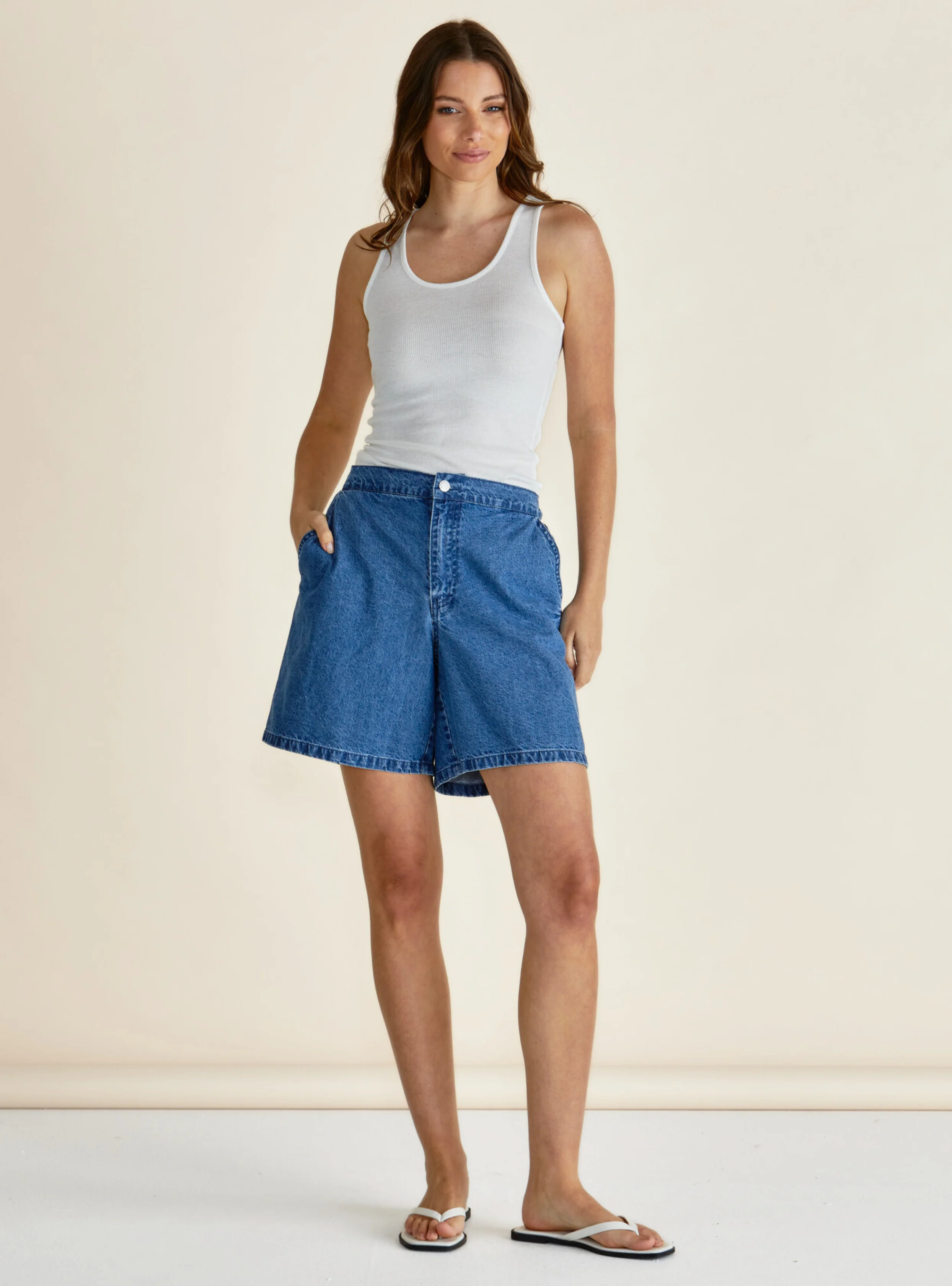BREEZE RELAXED DENIM SHORTS - Dark Blue - Image 3