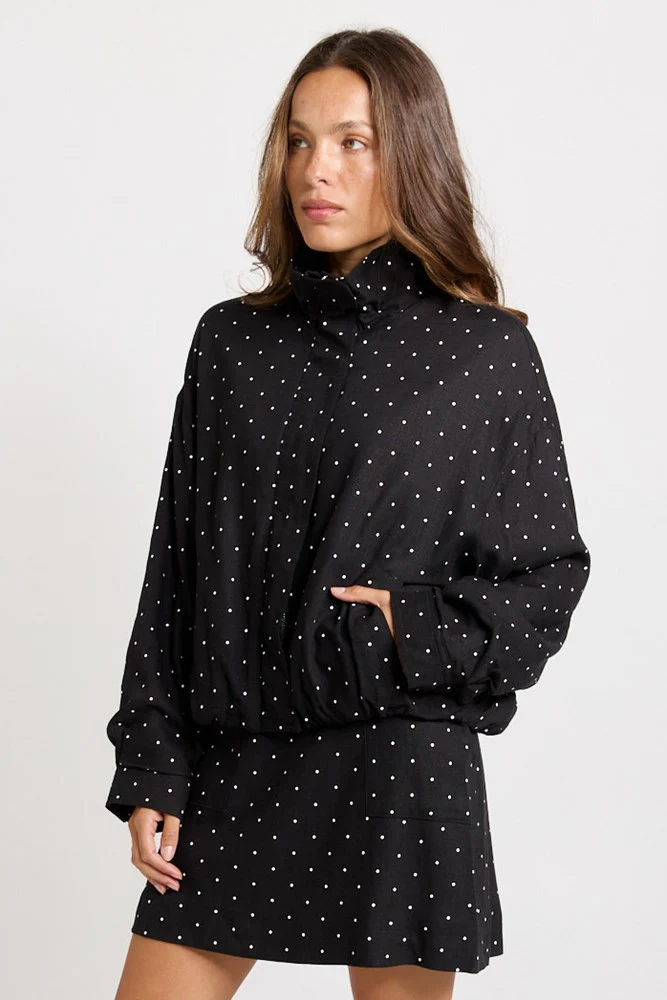 Brookie Spot Bomber Jacket - Black/White - Image 3