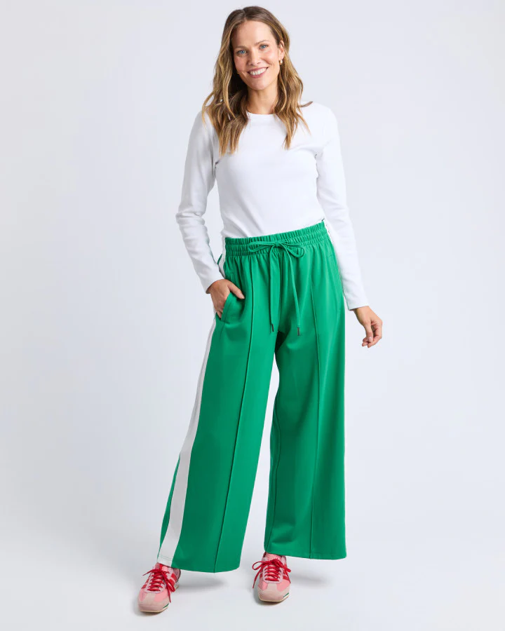 CARMEN WIDE LEG PANT - Pine Green/White Stripe - Image 4