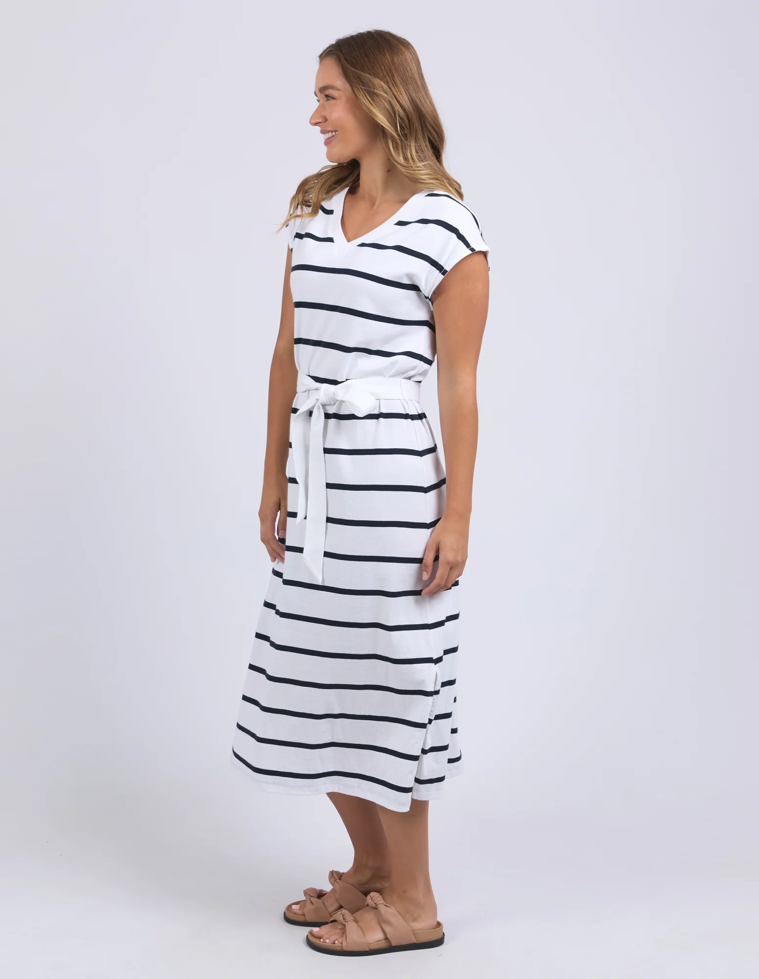 CASEY STRIPE DRESS - White - Image 3