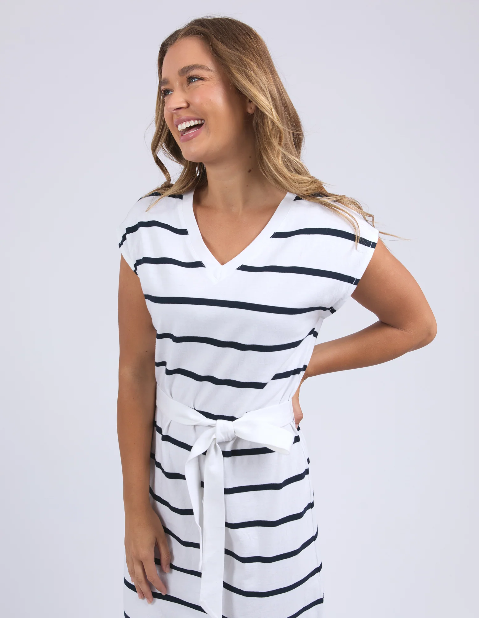 CASEY STRIPE DRESS - White - Image 5