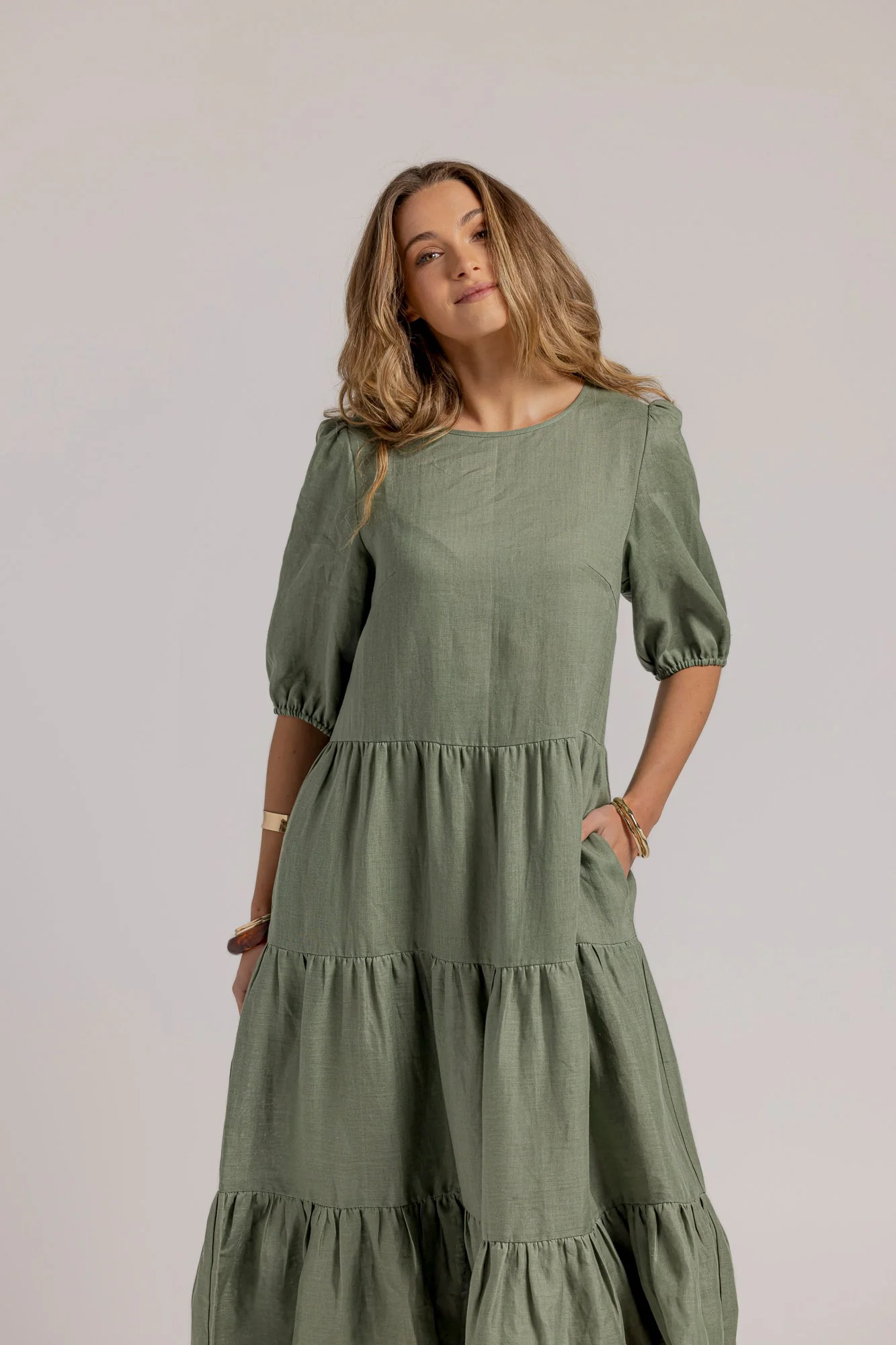 CLEO DRESS - Khaki - Image 3