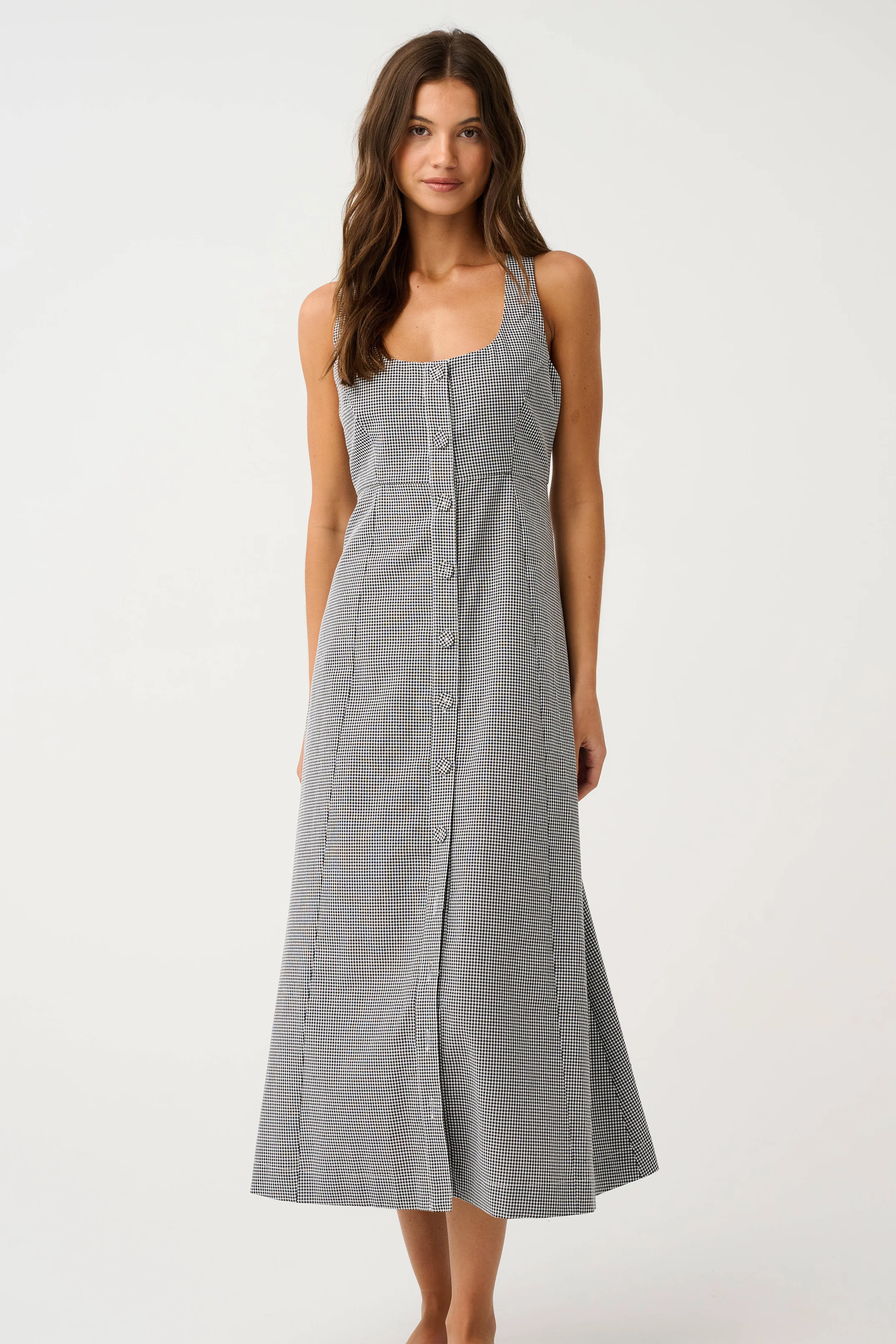 CONSTANCE MIDI DRESS - Black Gingham - Image 3