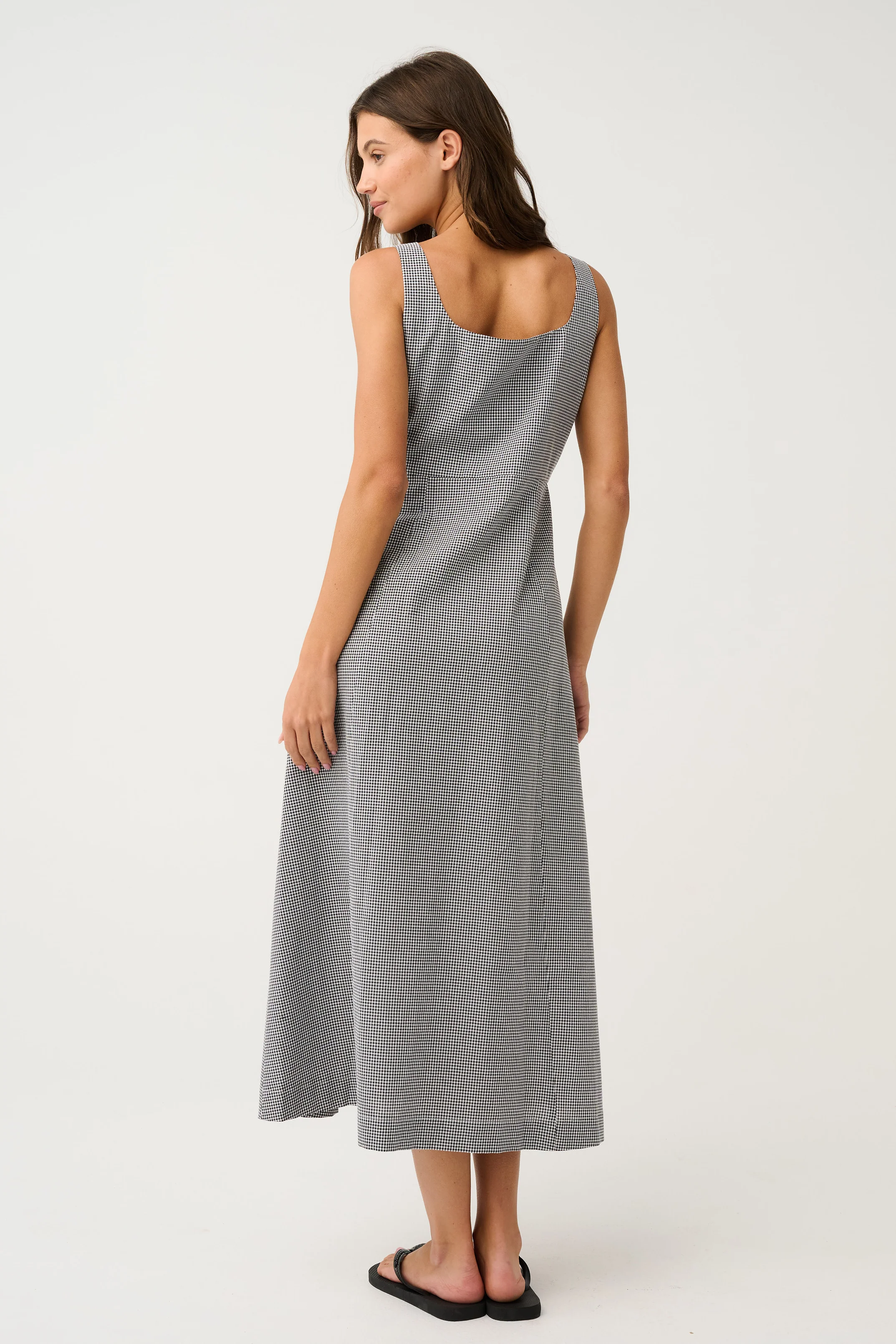 CONSTANCE MIDI DRESS - Black Gingham - Image 4