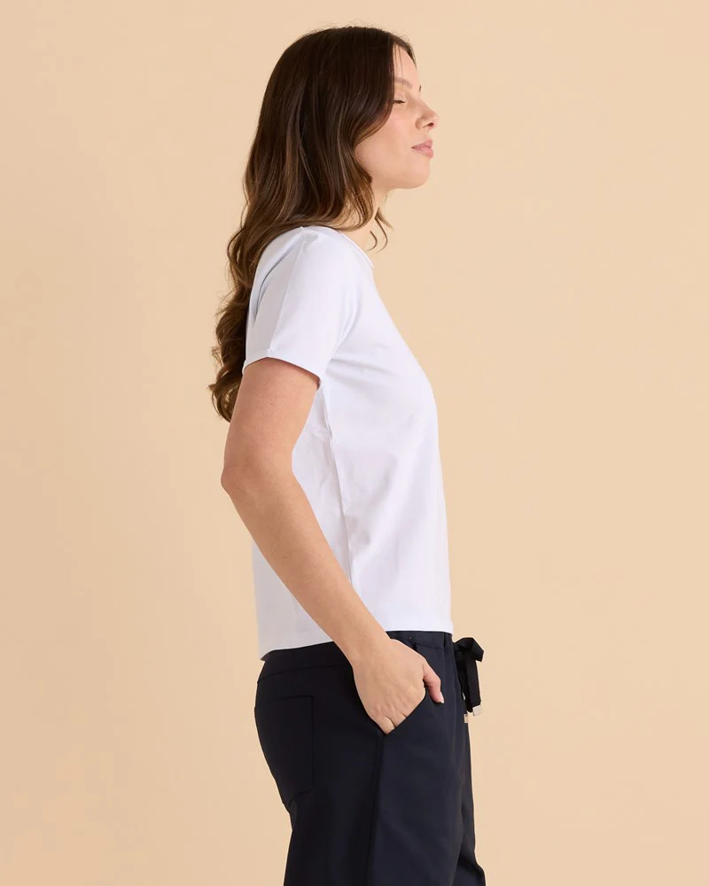 Cotton Slim Fit Tee - White - Image 3