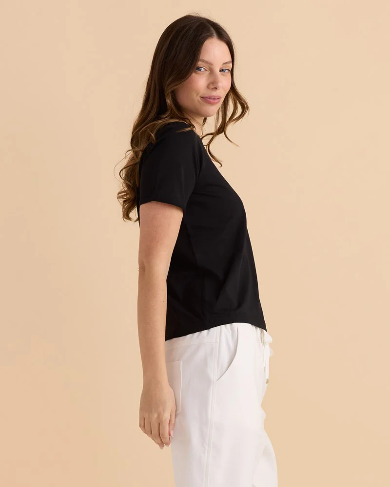 Cotton Slim Fit Tee - Black - Image 3