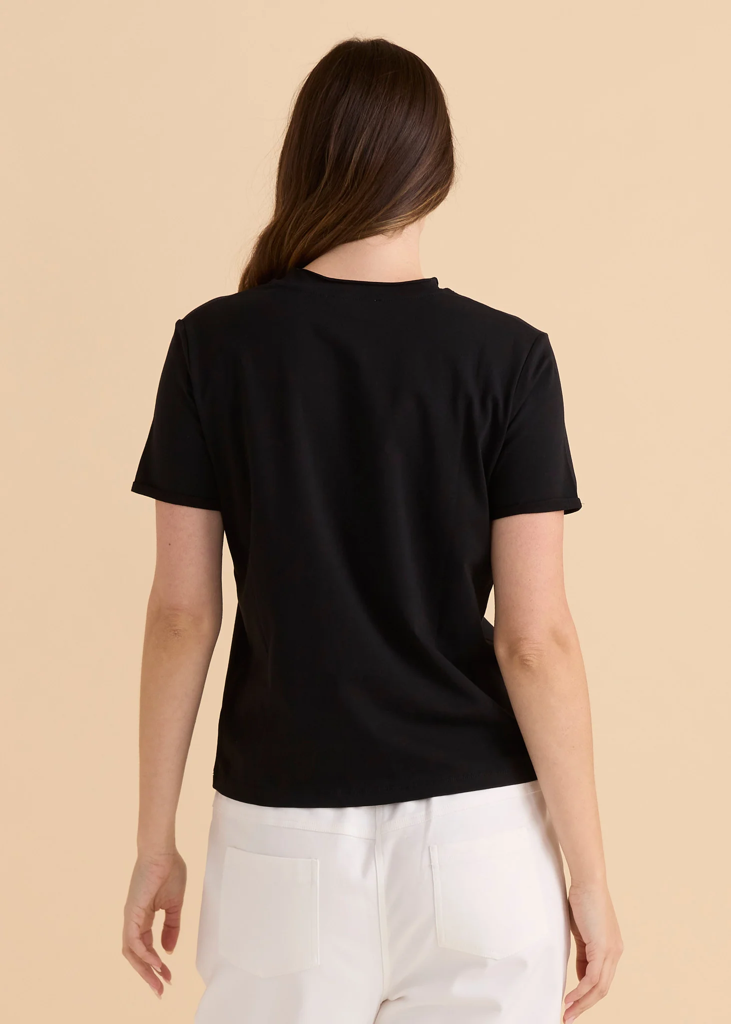Cotton Slim Fit Tee - Black - Image 4