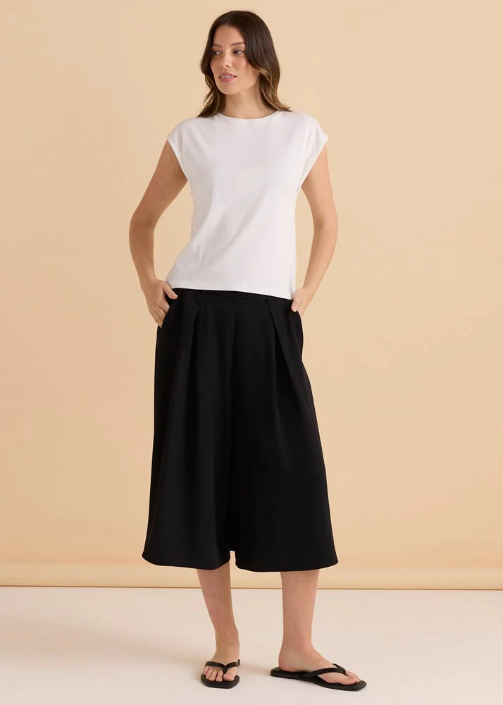 Cuff Rib Tee - White - Image 2