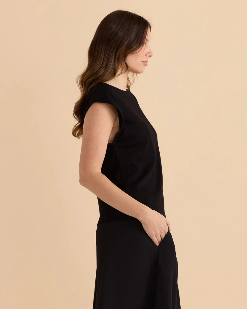 Cuff Rib Tee - Black - Image 3