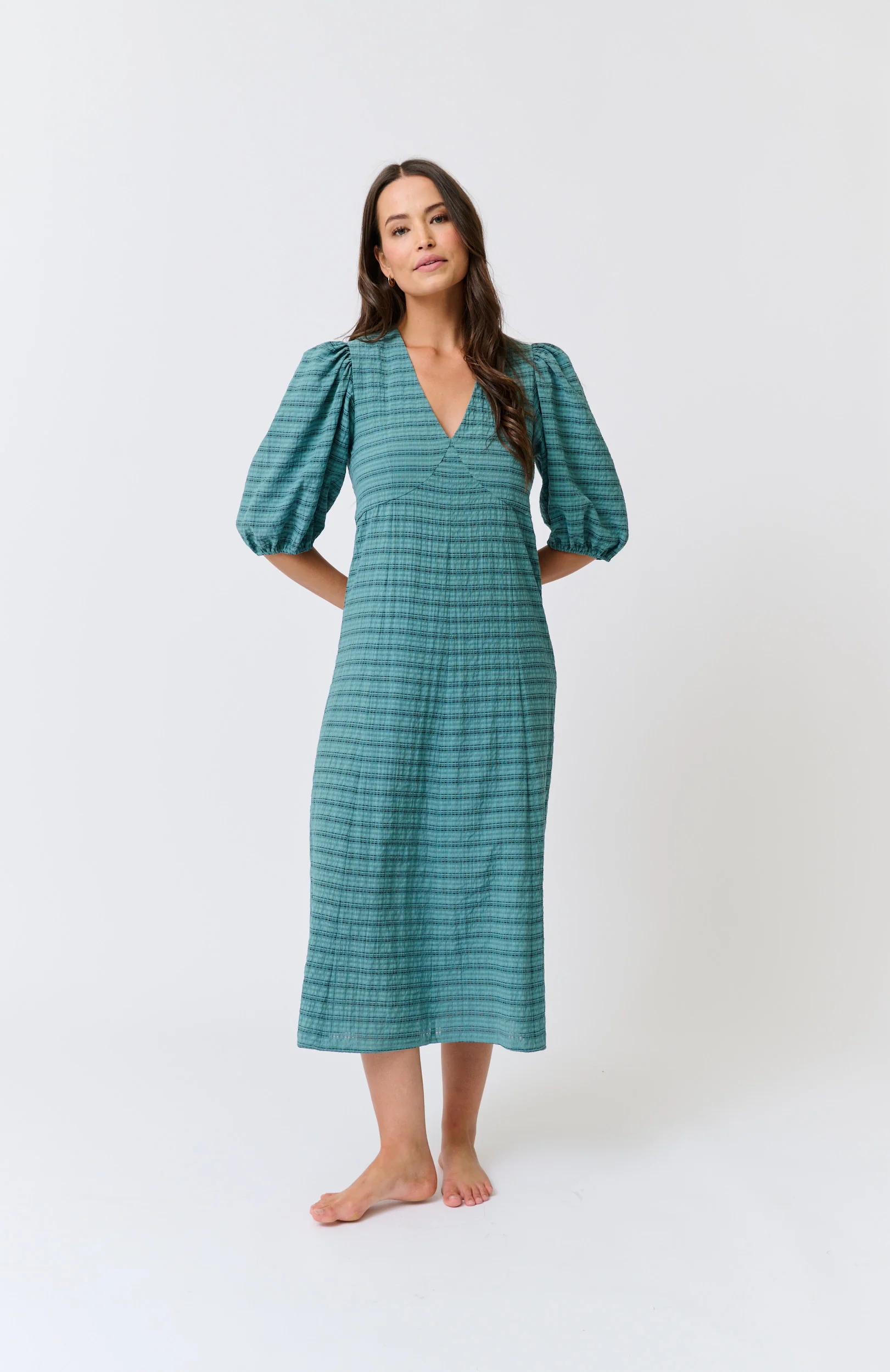 DEVON MIDI DRESS - Jade Check - Image 3