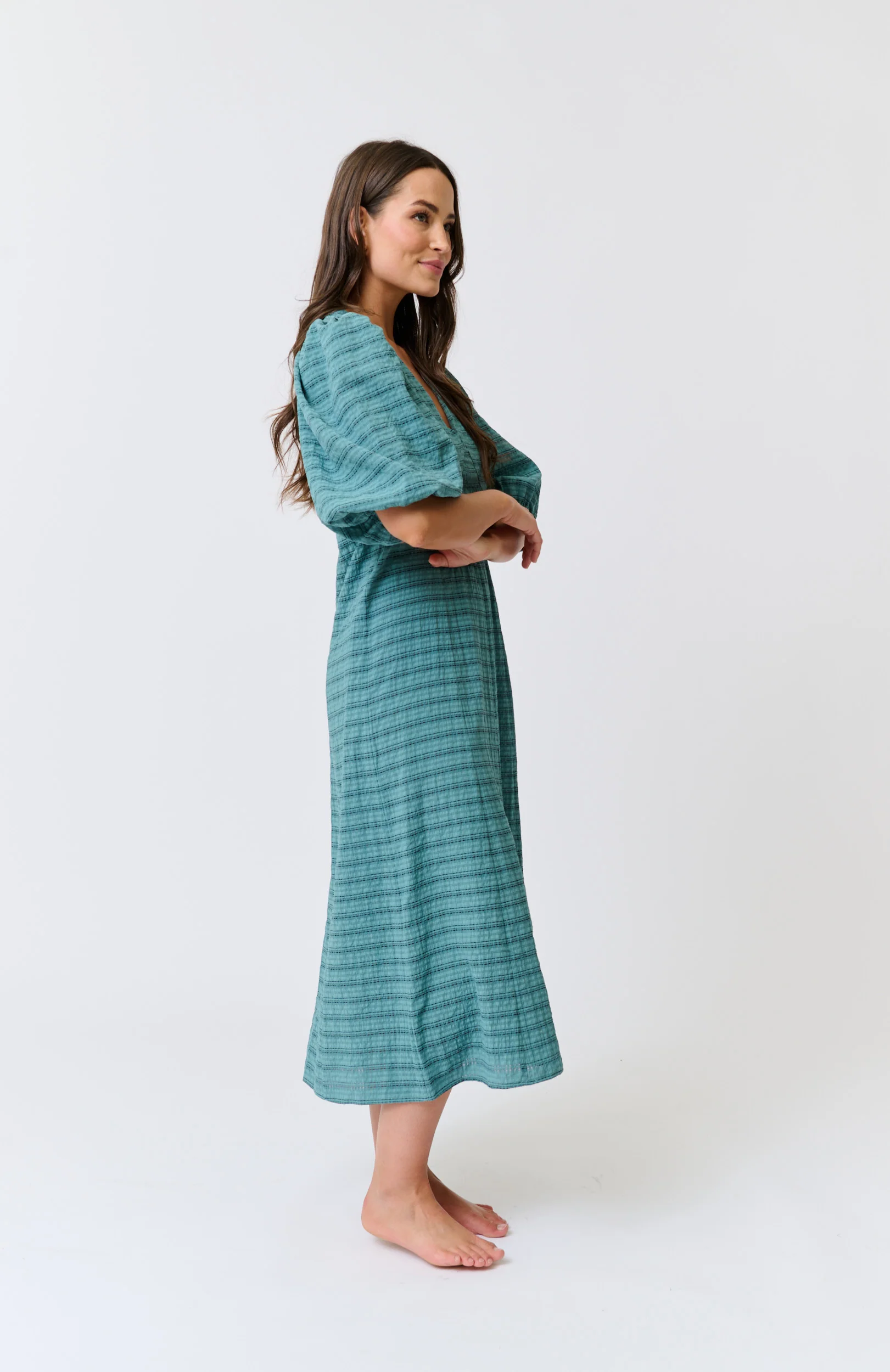 DEVON MIDI DRESS - Jade Check - Image 4