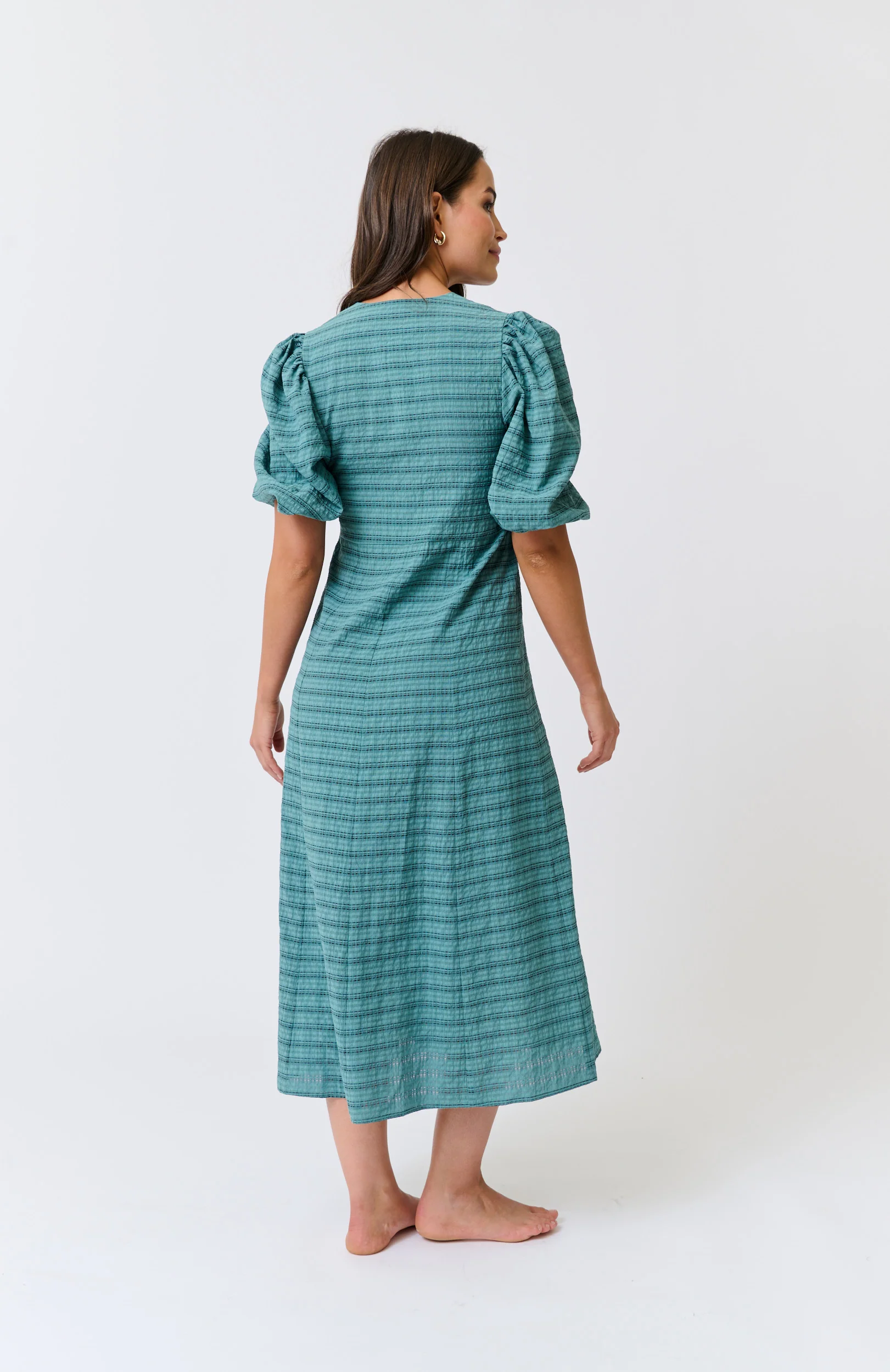 DEVON MIDI DRESS - Jade Check - Image 6