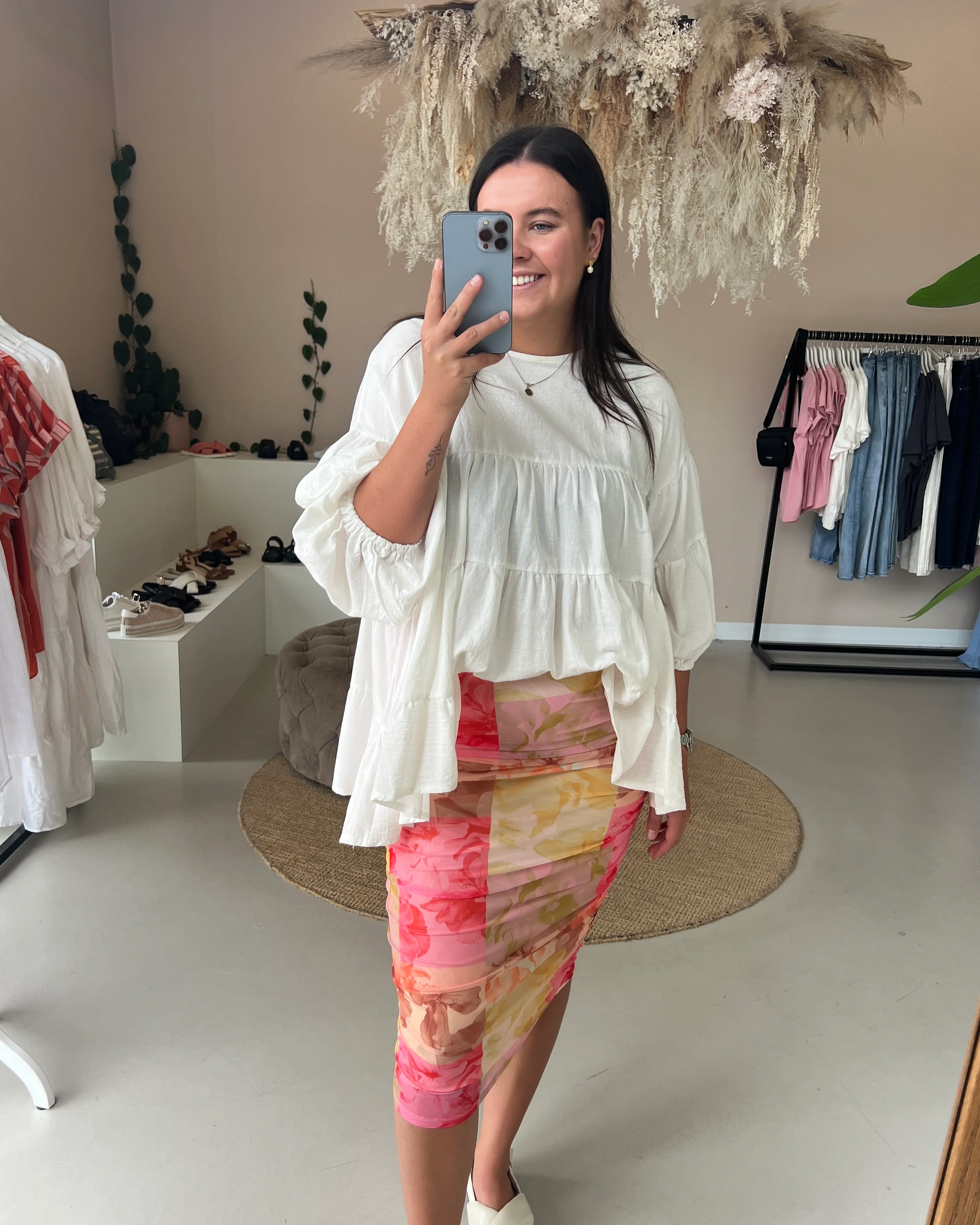 EARTHLY PARADISE BODYCON MESH MIDI SKIRT - Paradise Floral - Image 6