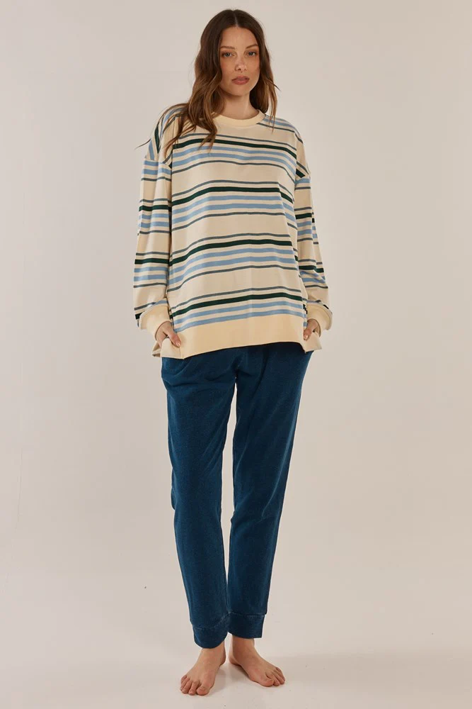Easy Crew Sweat - Blue/Green Stripe - Image 2