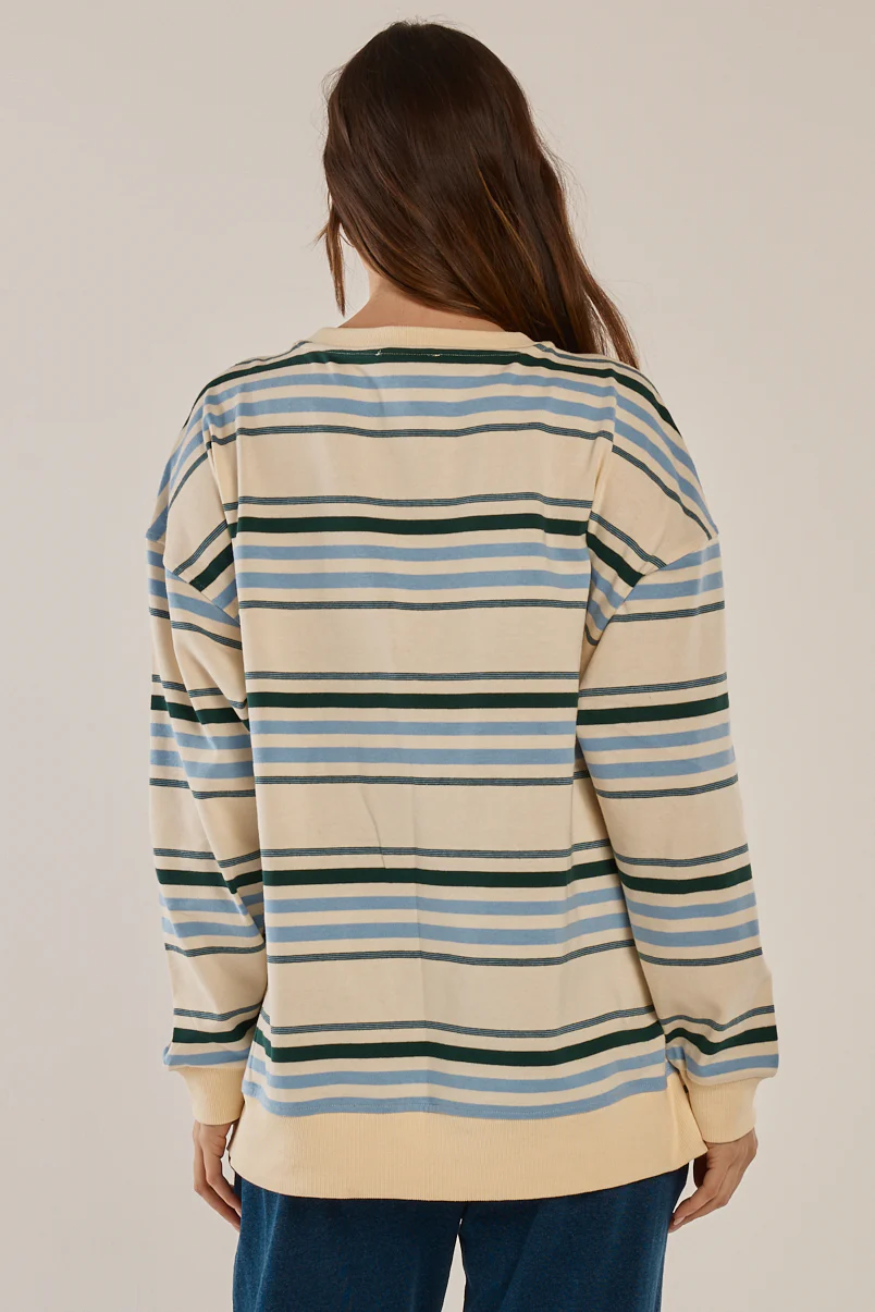 Easy Crew Sweat - Blue/Green Stripe - Image 3