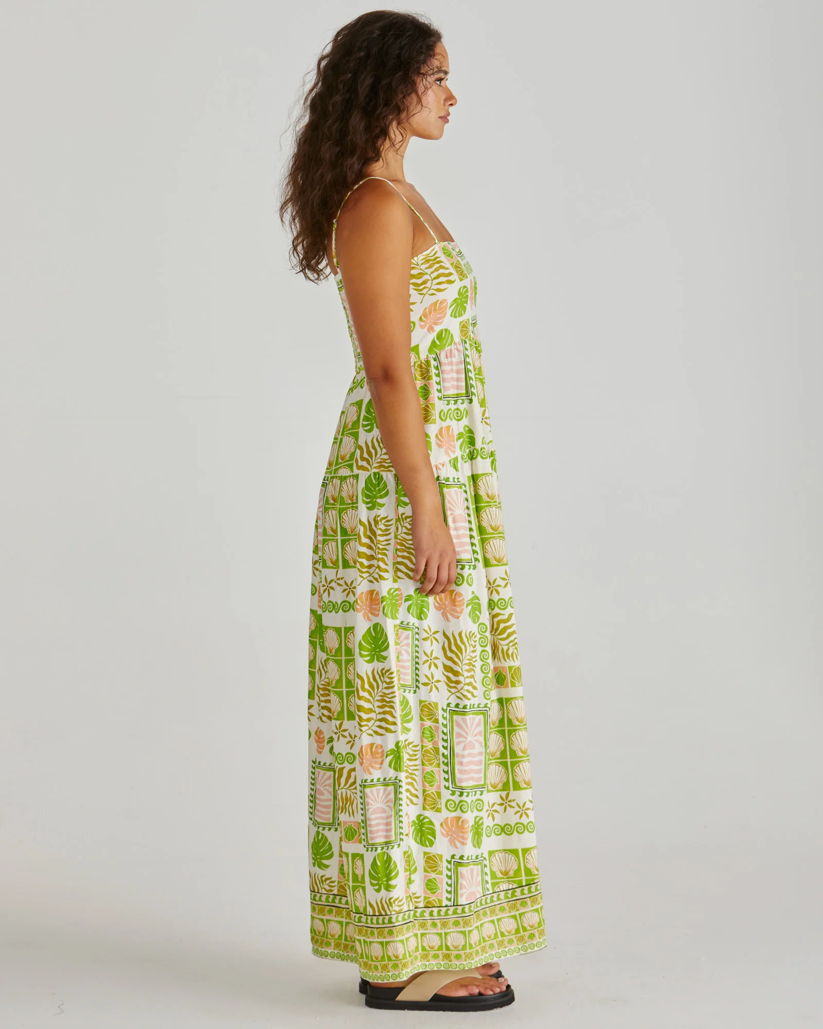 EMMETT MAXI DRESS - Green Shell Patchwork - Image 3
