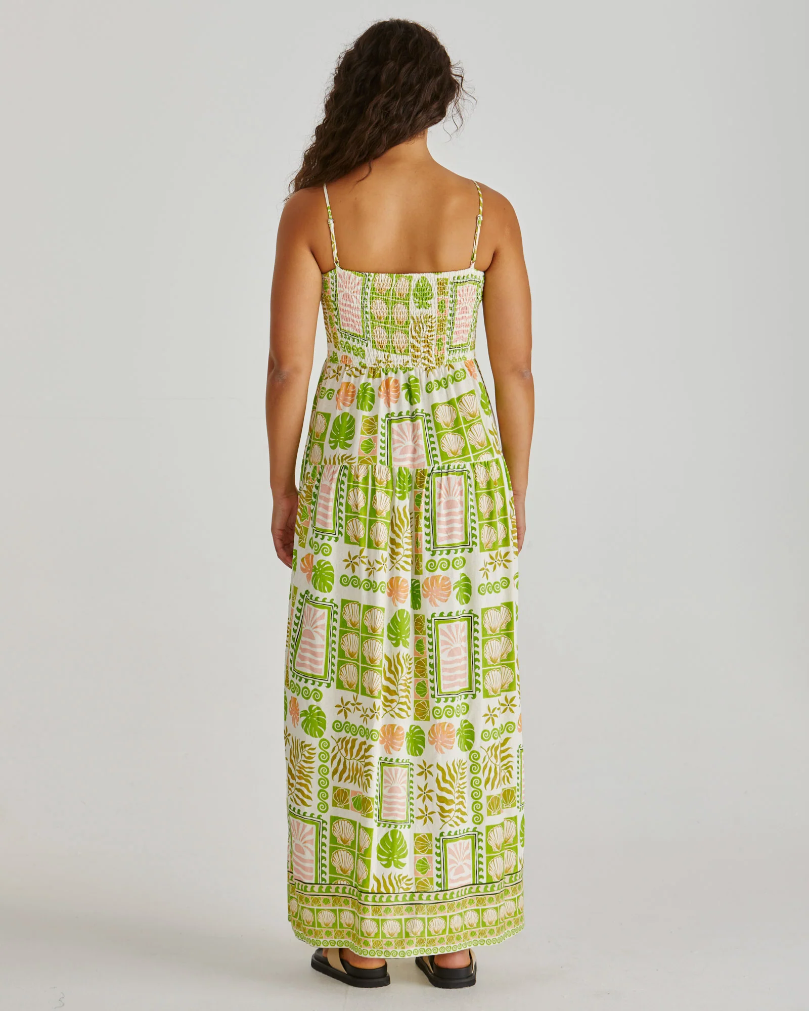 EMMETT MAXI DRESS - Green Shell Patchwork - Image 4