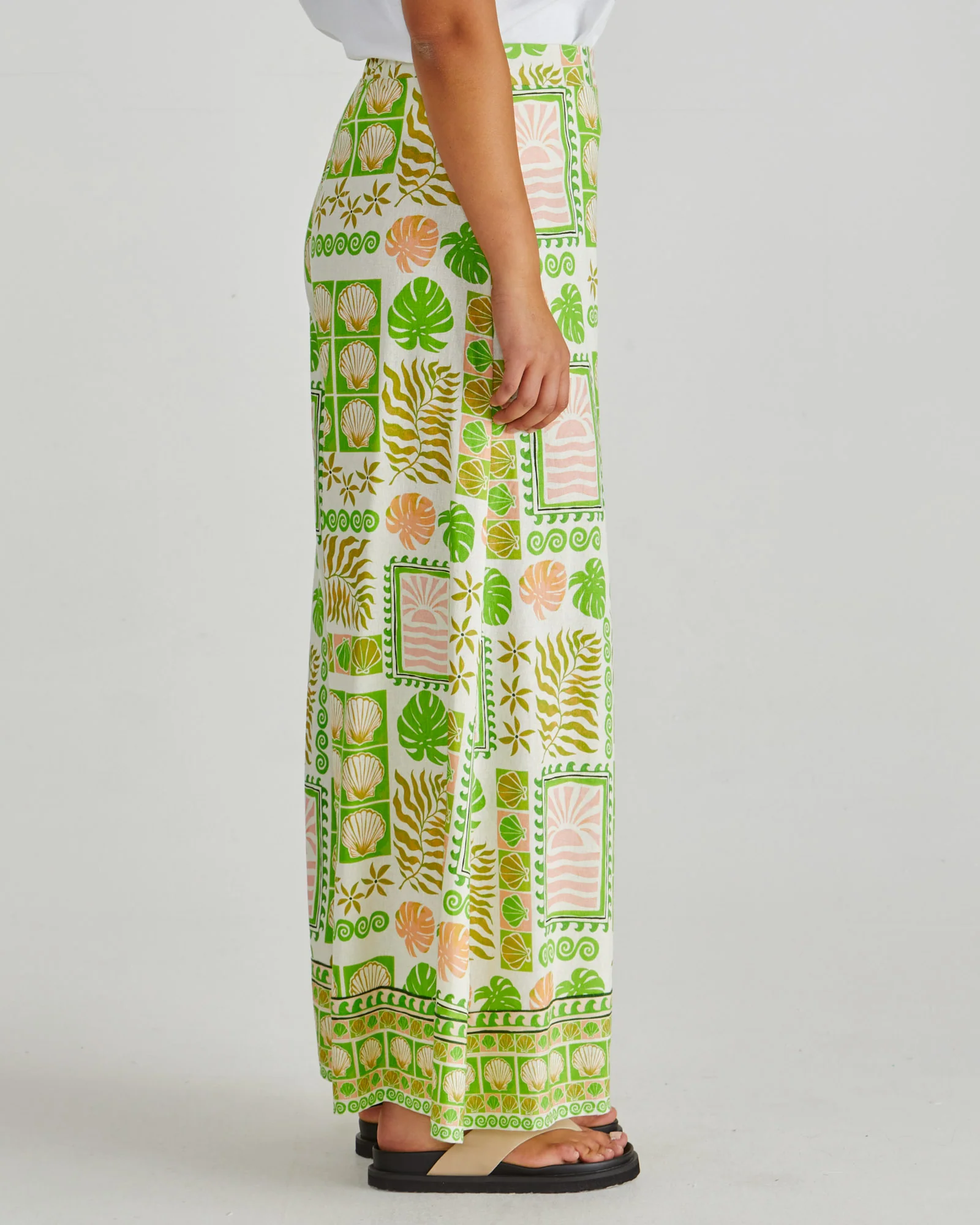 EMMETT WIDE LEG PANT - Green Shell Patchwork - Image 3
