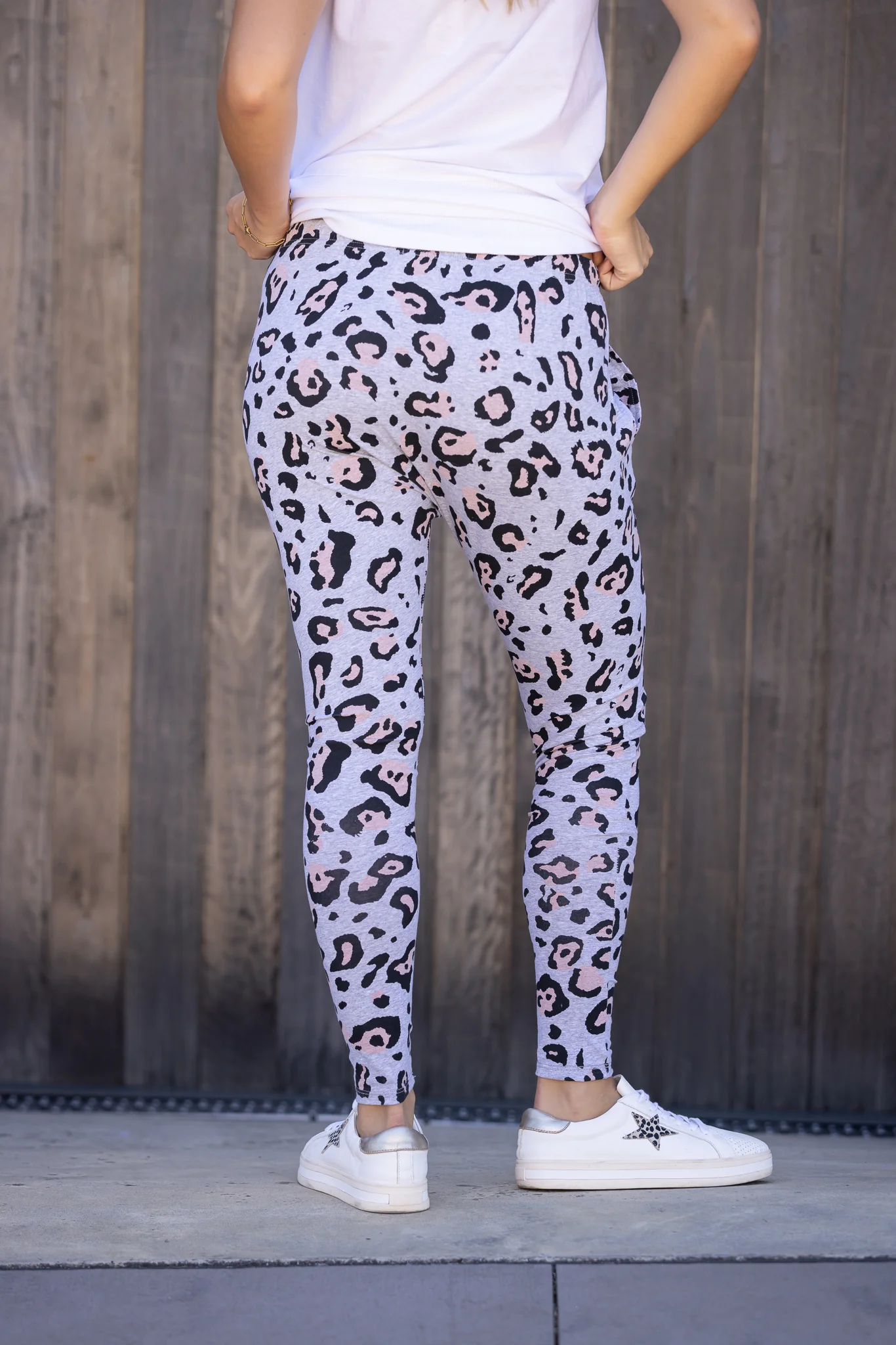 FAYE JOGGER - Grey/Blush Leopard - Image 6