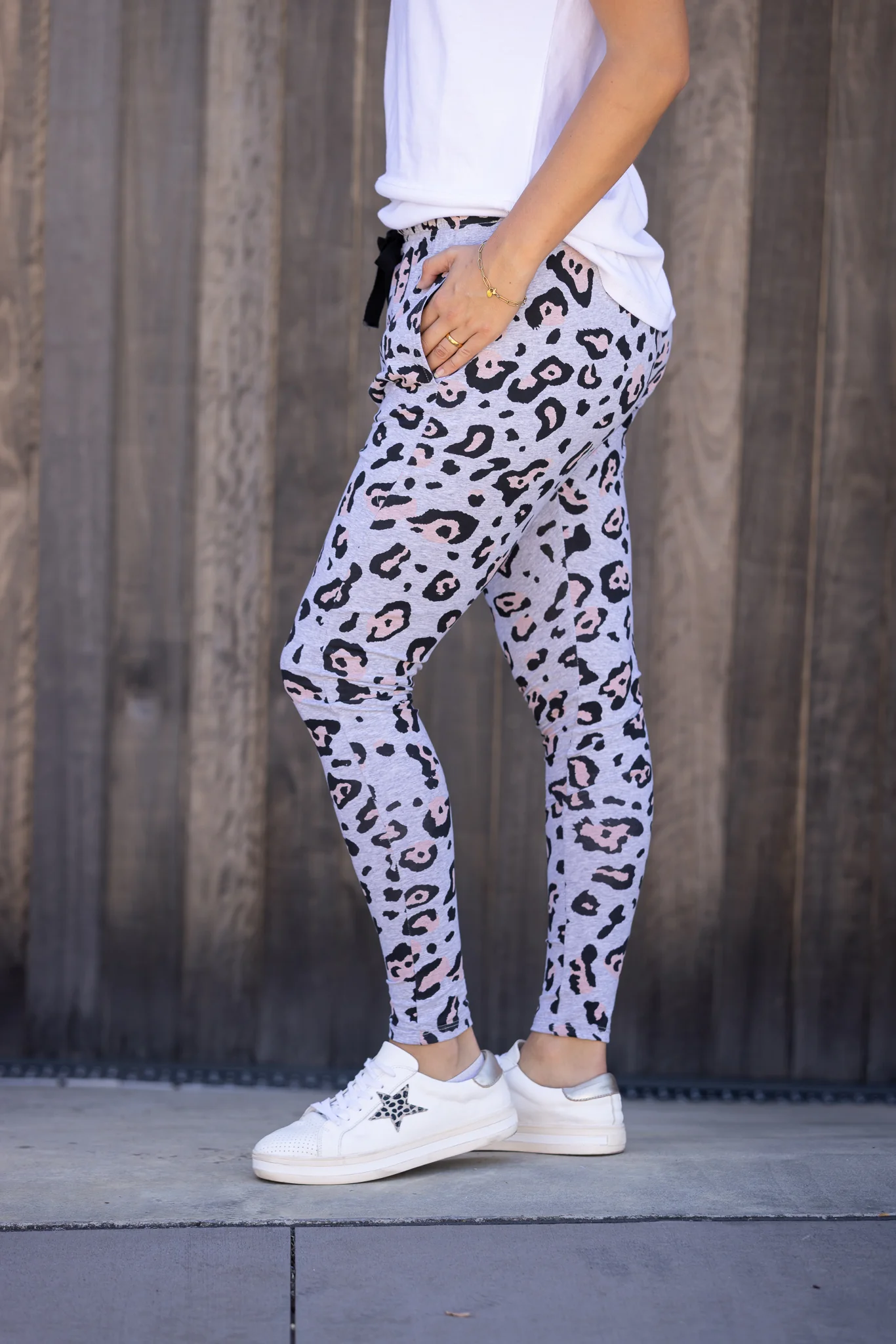 FAYE JOGGER - Grey/Blush Leopard - Image 8