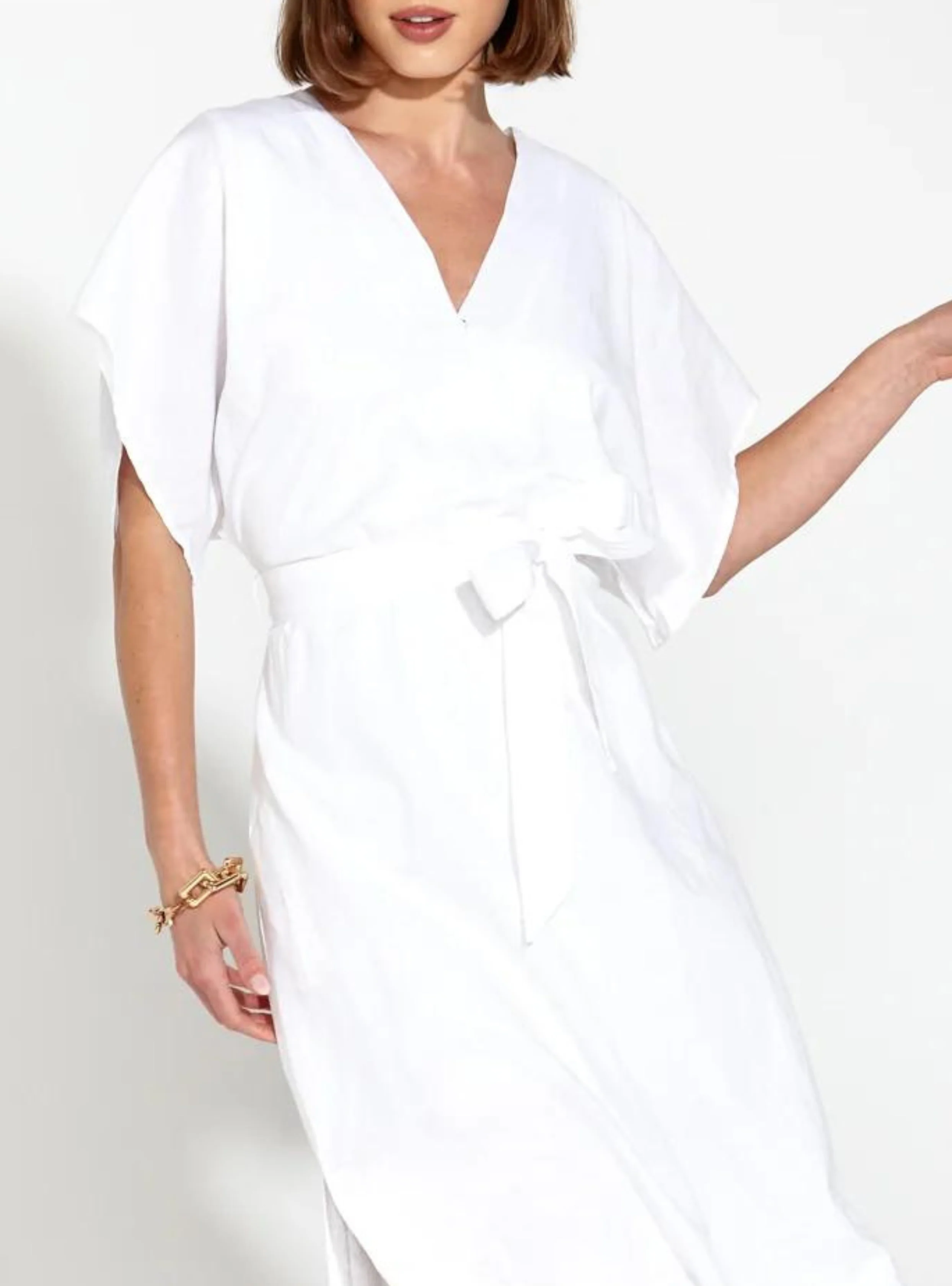 HERITAGE LINEN MAXI DRESS - White - Image 10