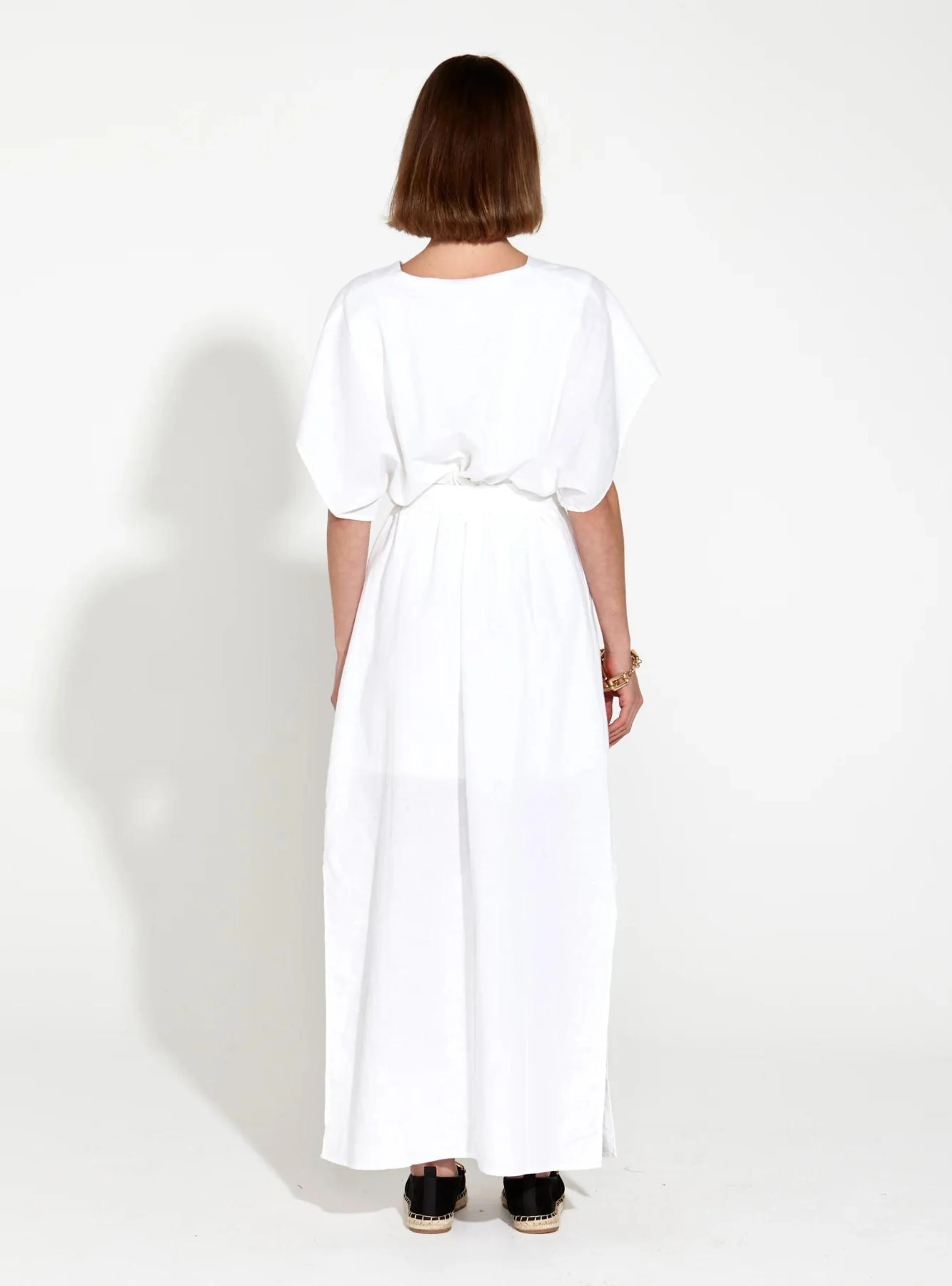 HERITAGE LINEN MAXI DRESS - White - Image 11