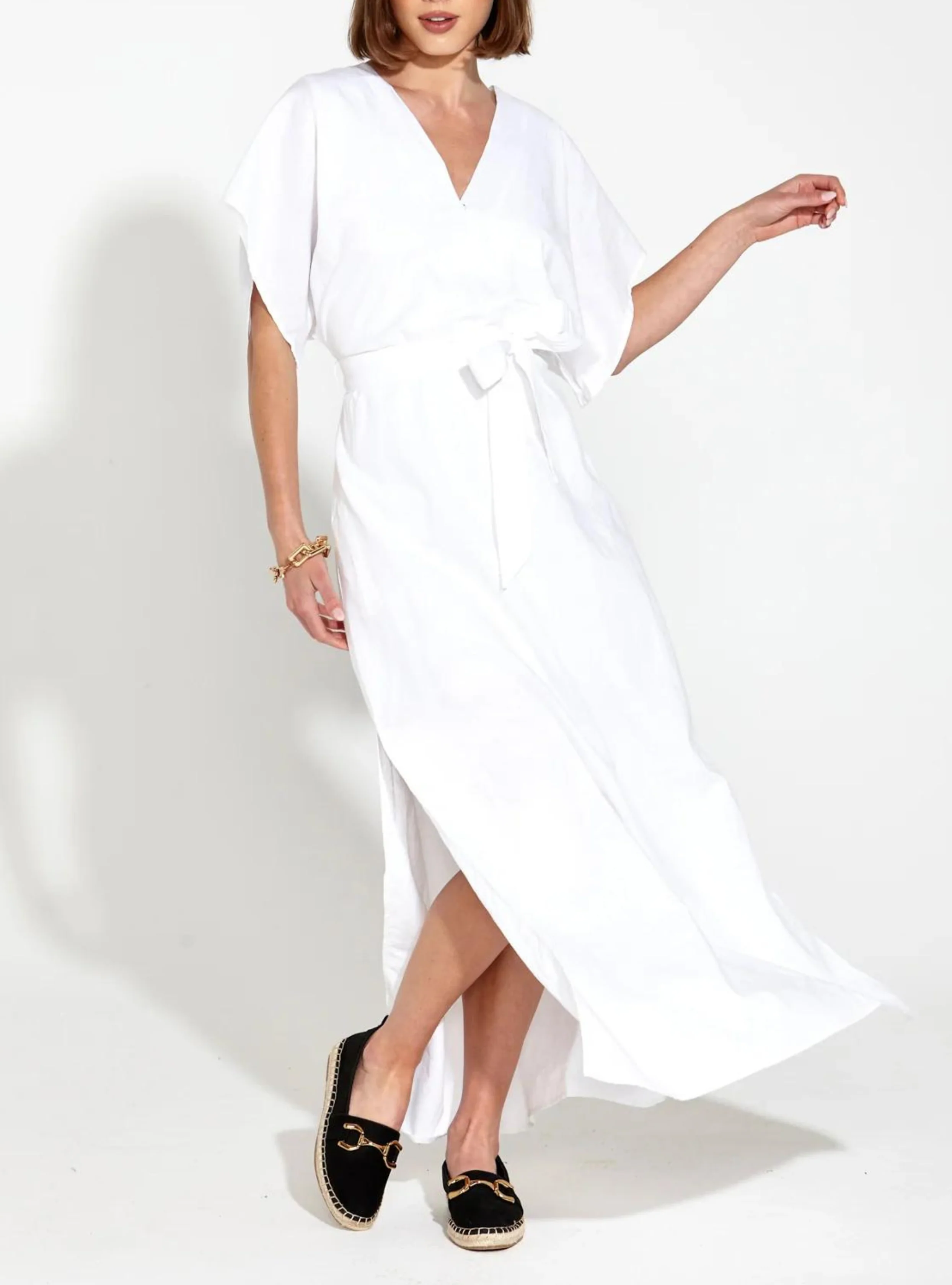 HERITAGE LINEN MAXI DRESS - White - Image 7