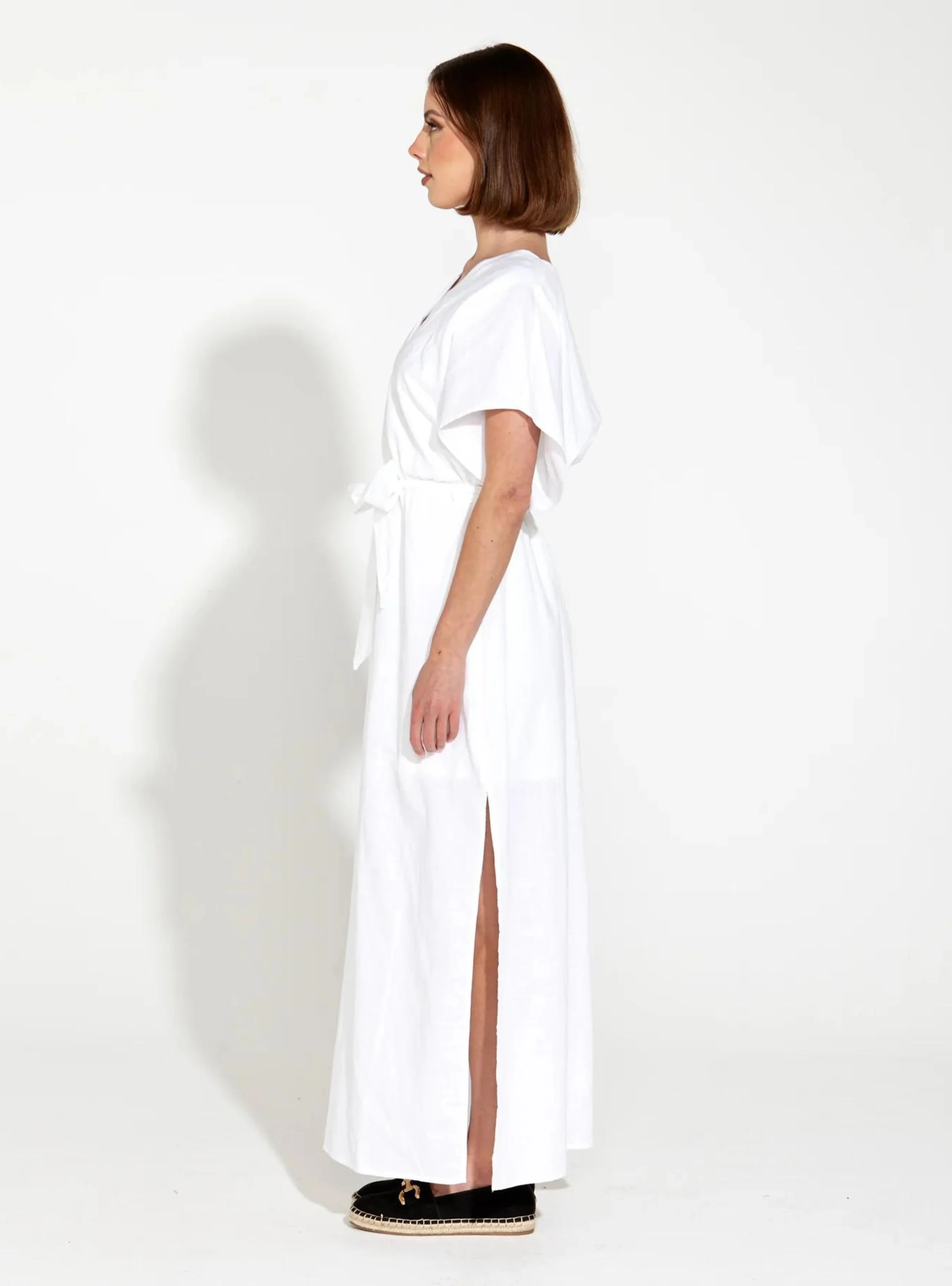 HERITAGE LINEN MAXI DRESS - White - Image 9