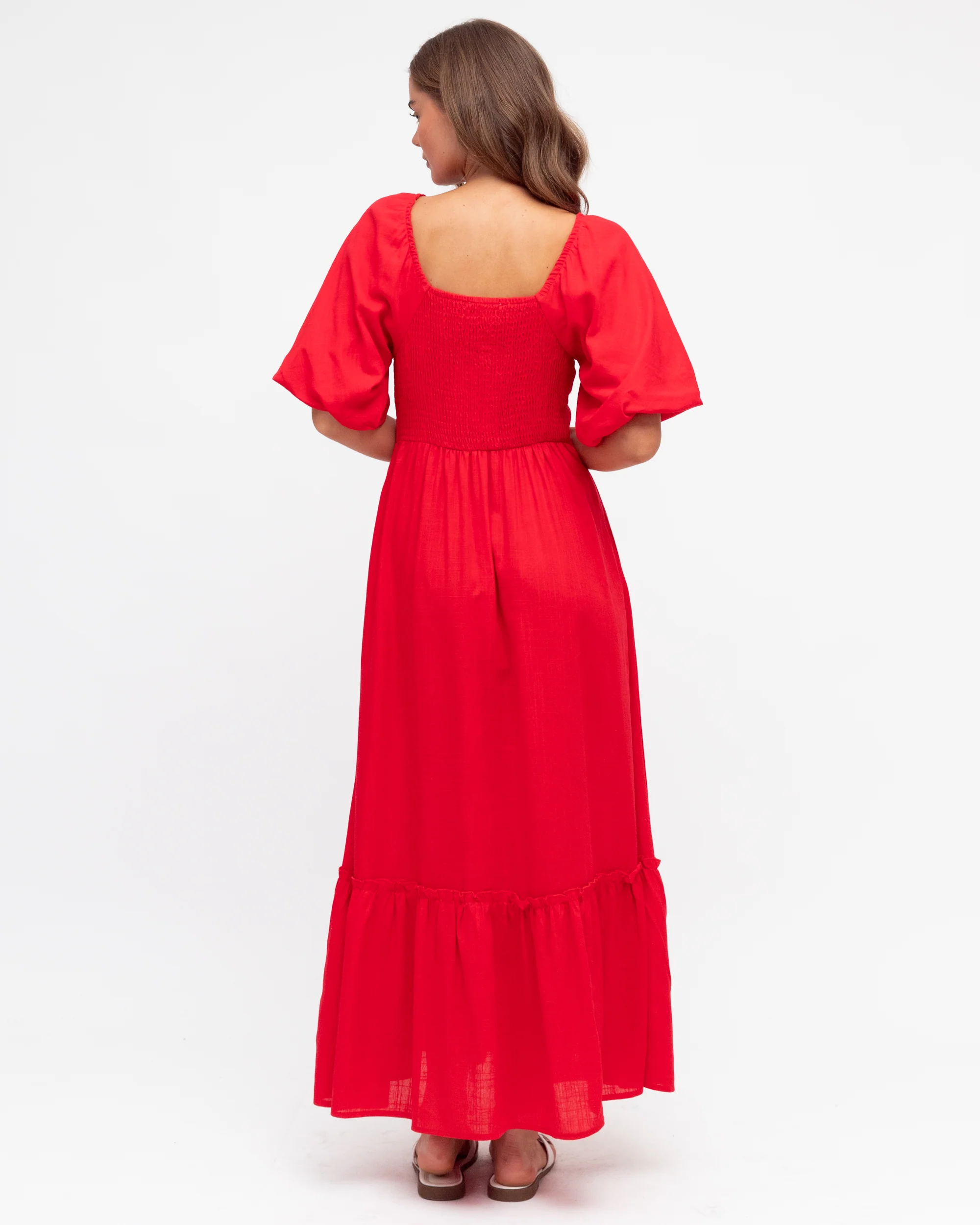 ILLARIA PUFF SLEEVE MAXI DRESS - Red - Image 4