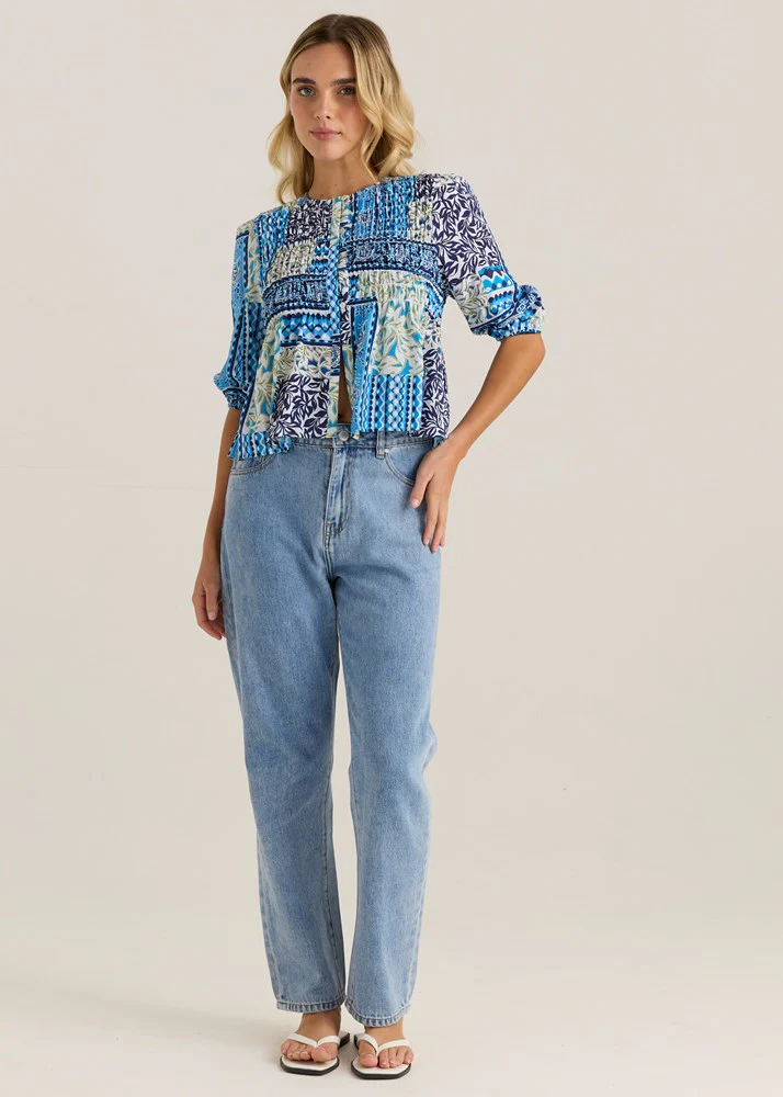 Isra Peplum Blouse - Sea Meadow - Image 2