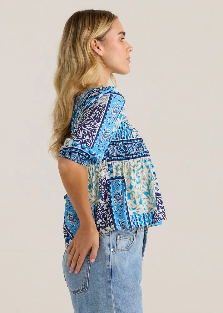 Isra Peplum Blouse - Sea Meadow - Image 3