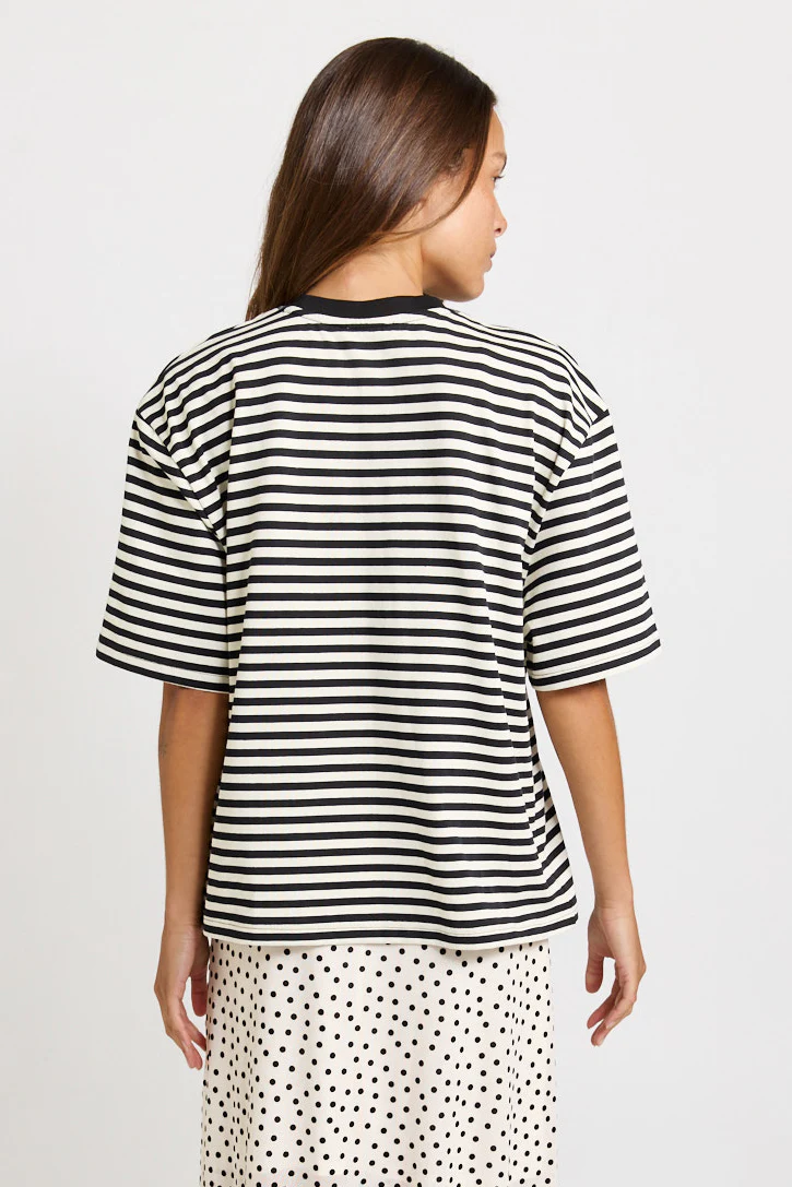 Jazel Slouch Stripe Tee - Black / White - Image 4