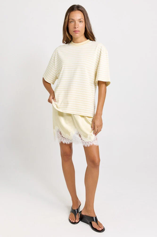 Jazel Slouch Stripe Tee - Lemon / White - Image 2