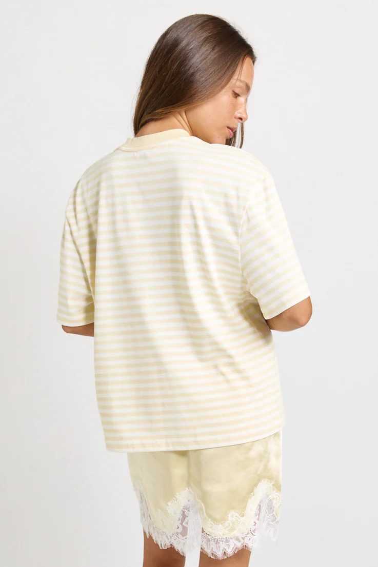 Jazel Slouch Stripe Tee - Lemon / White - Image 4