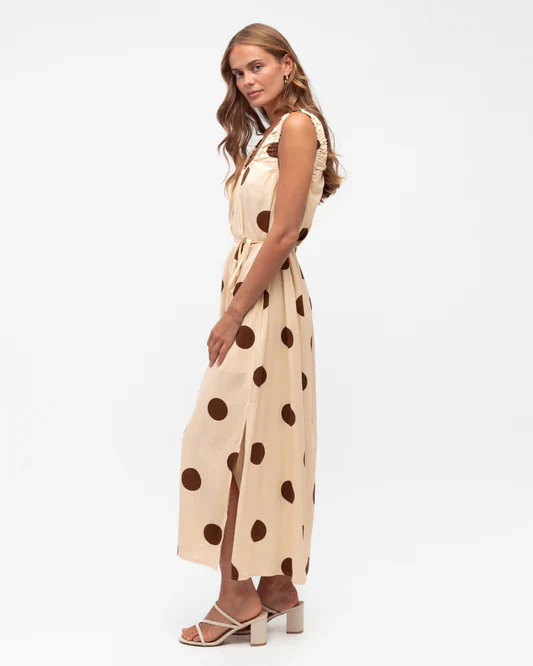 JEMMA MIDI DRESS - Mocha Dots - Image 3