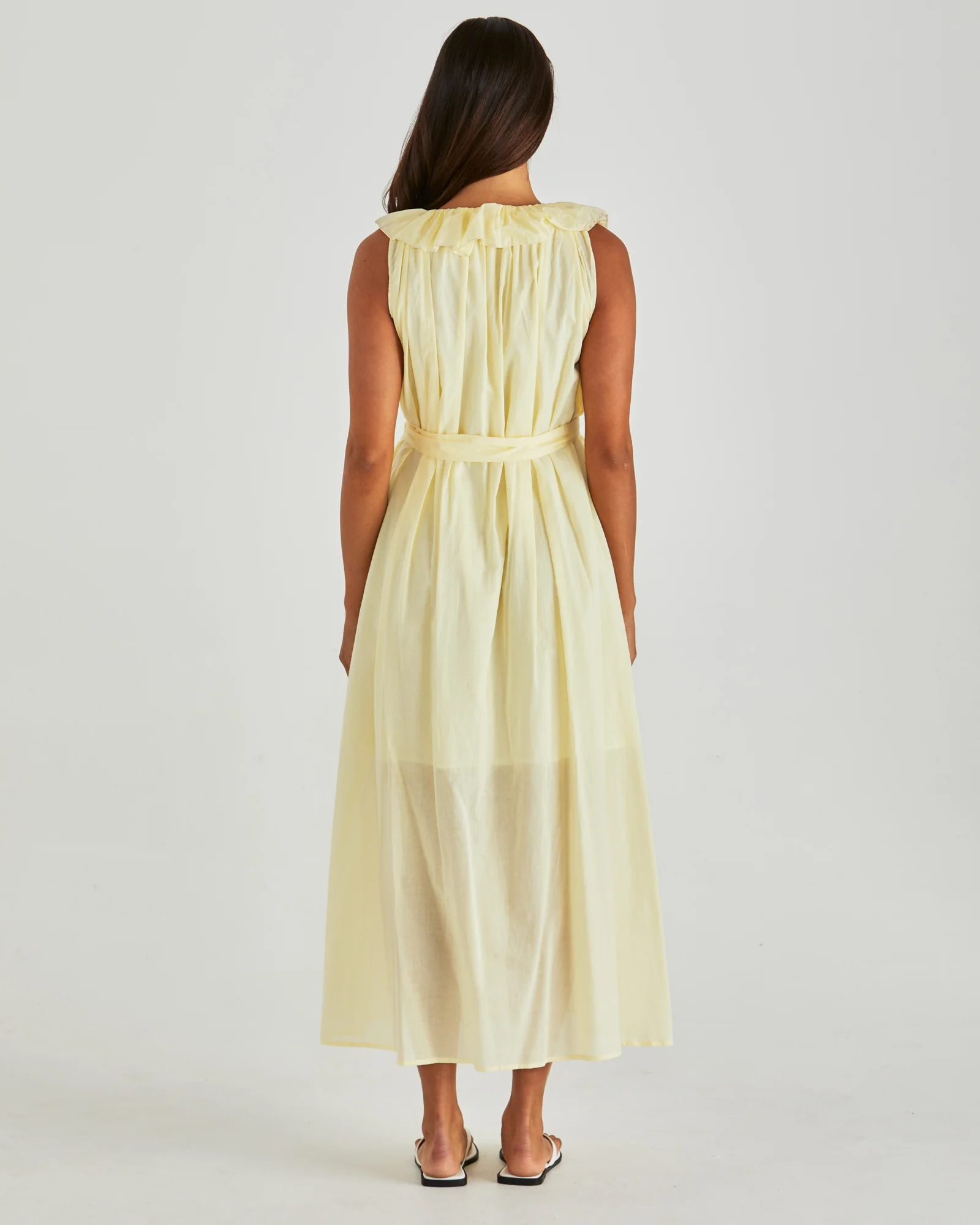 LILLA RUFFLED NECK DRESS - Butter Yellow - Image 4