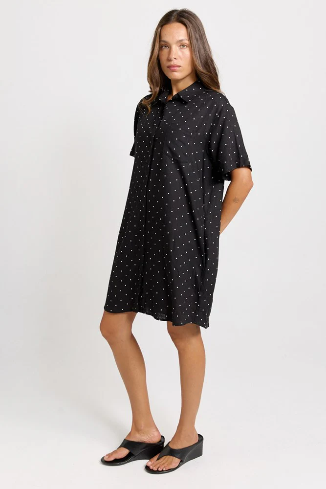 Lizzie Spot Shirt Dress - Black / White - Image 3