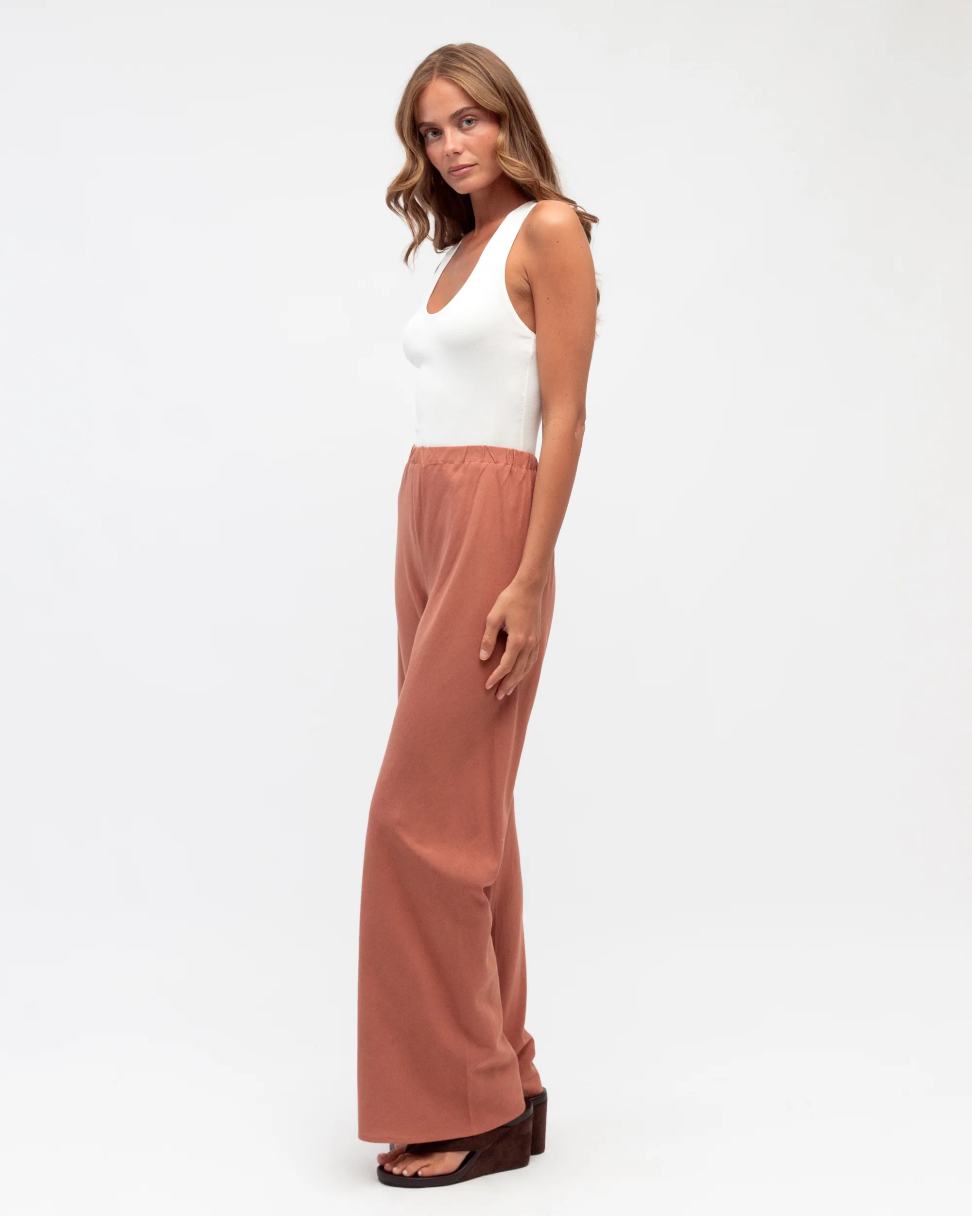LOUISE DRAWSTRING PANTS - Terracotta - Image 4