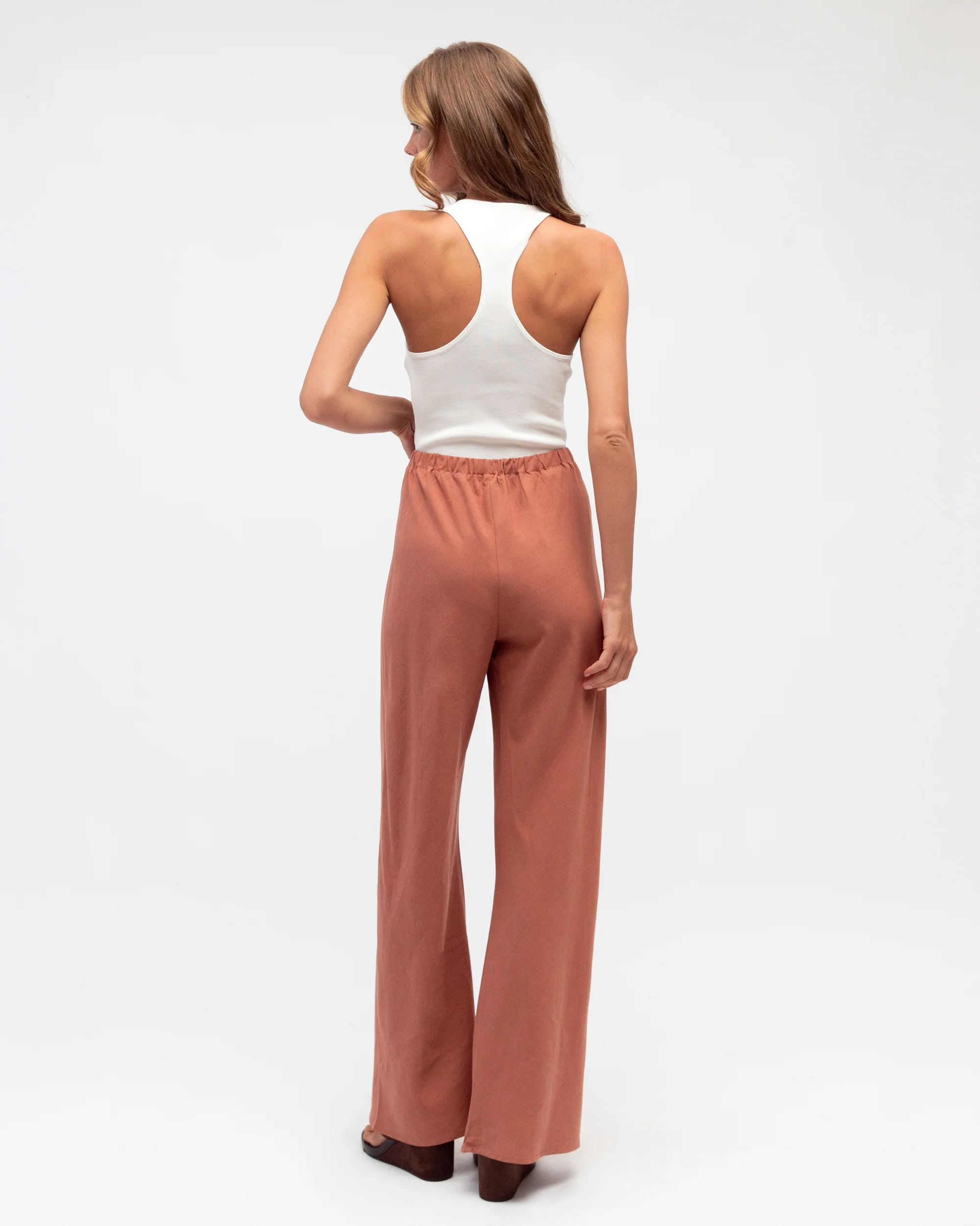 LOUISE DRAWSTRING PANTS - Terracotta - Image 6
