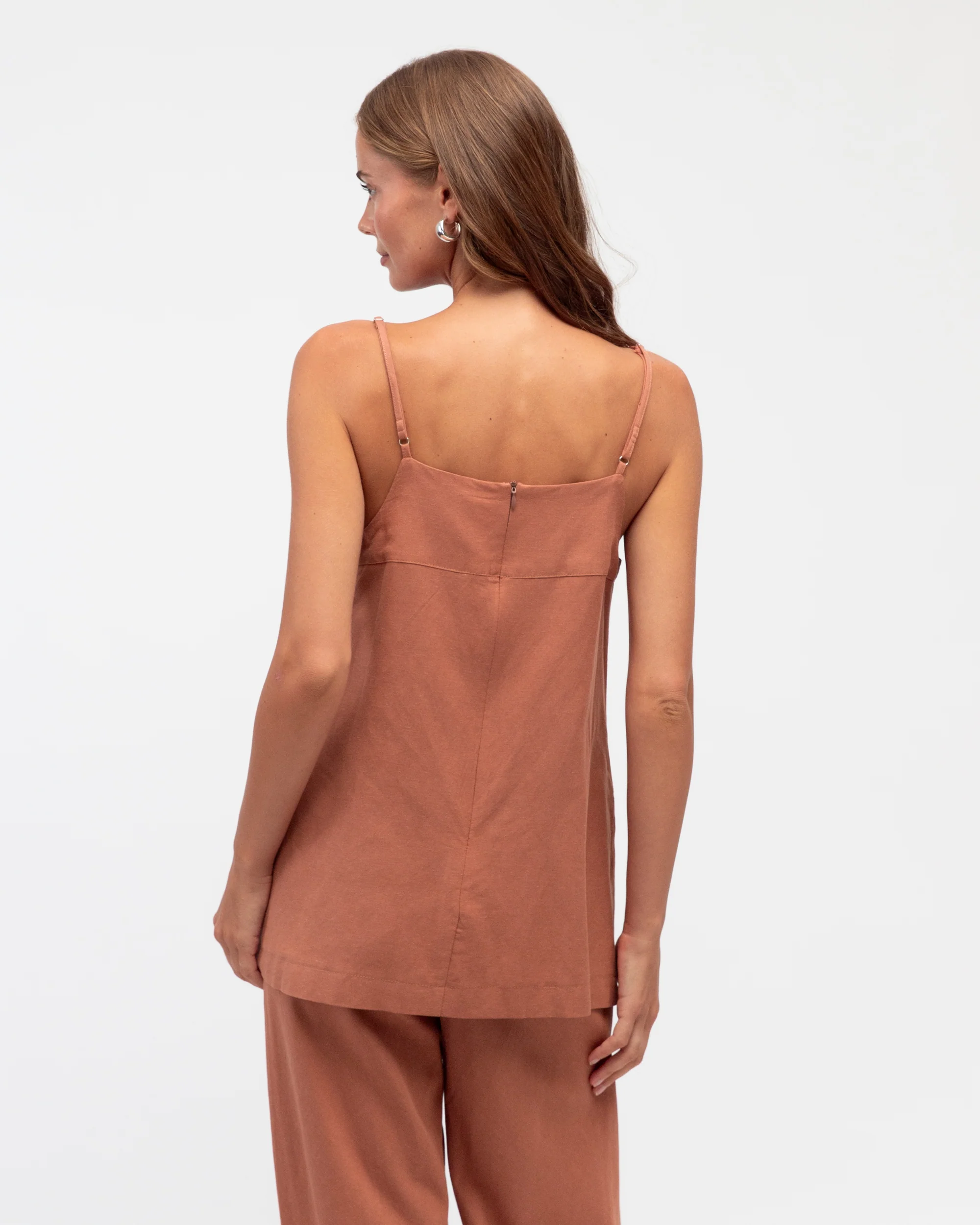 LOUISE LONGLINE TOP - Terracotta - Image 4