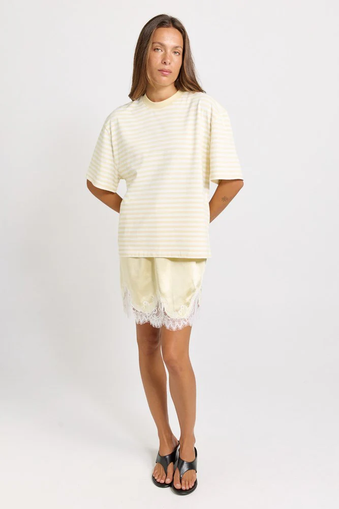 Maddie Lace Hem Mini Skirt - Lemon - Image 2