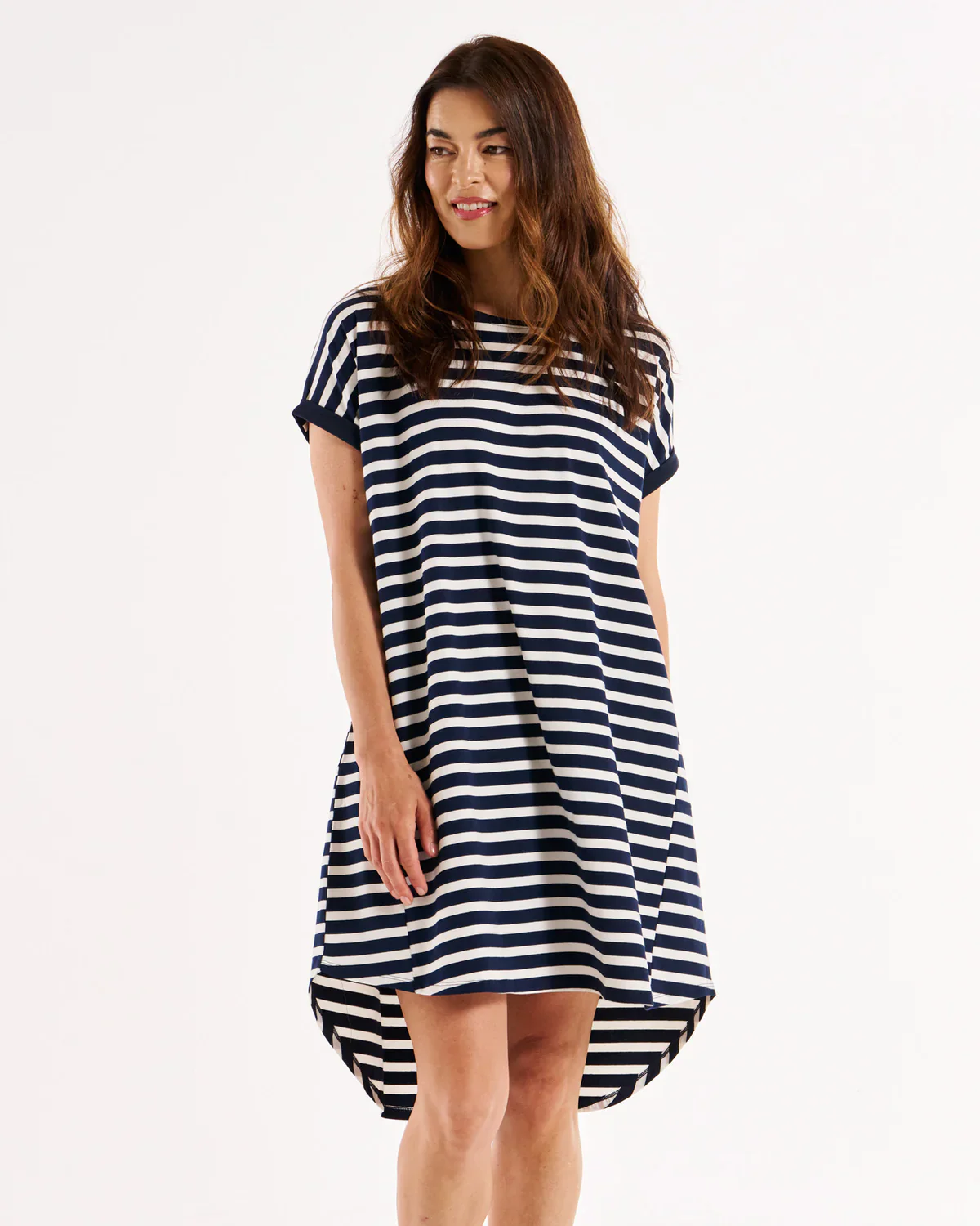 MAXINE T-SHIRT DRESS - Navy Stripe - Image 2