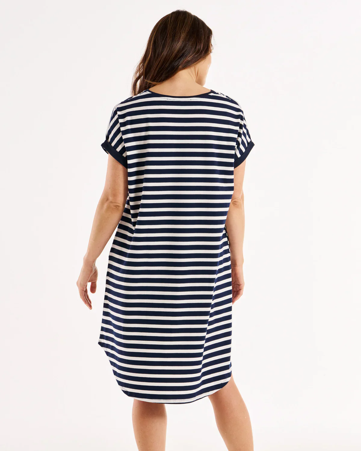 MAXINE T-SHIRT DRESS - Navy Stripe - Image 4